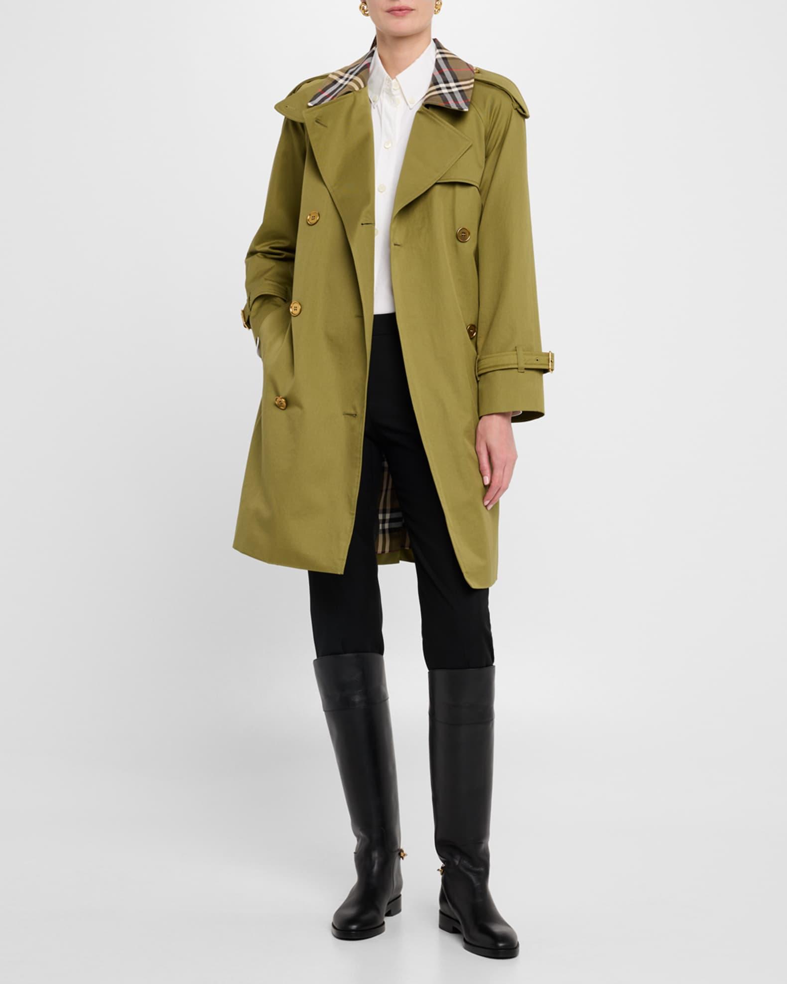 Castleford Check-Collar Belted Double-Breasted Trench Coat Product Image