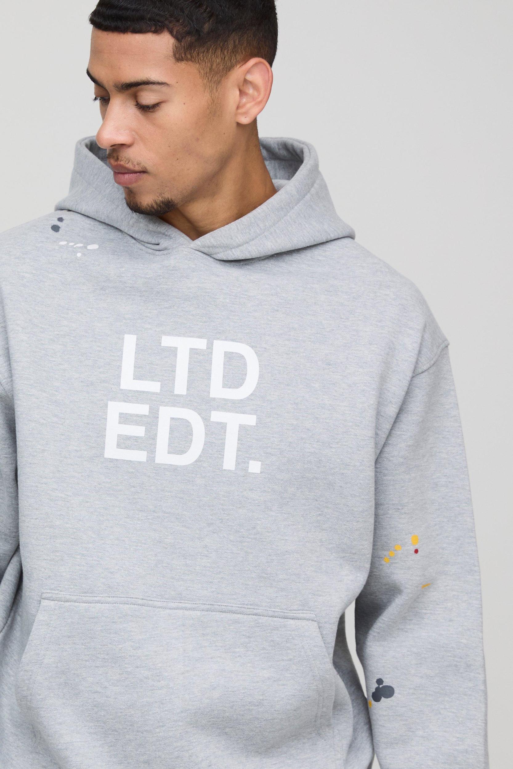 Oversized Paint Splatter Limited Edition Hoodie | boohooMAN USA Product Image