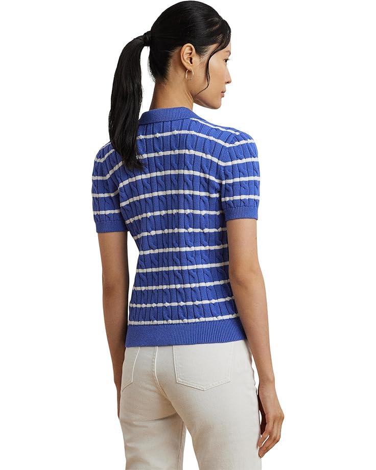 Petite Cable-knit Cotton Polo Sweater Product Image