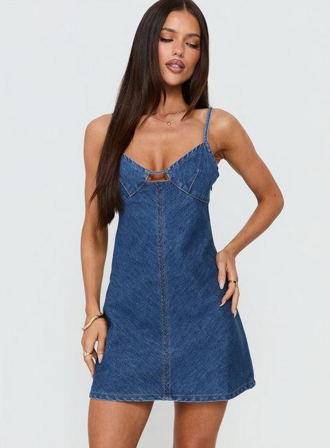 Arwen Denim Mini Dress Blue Product Image