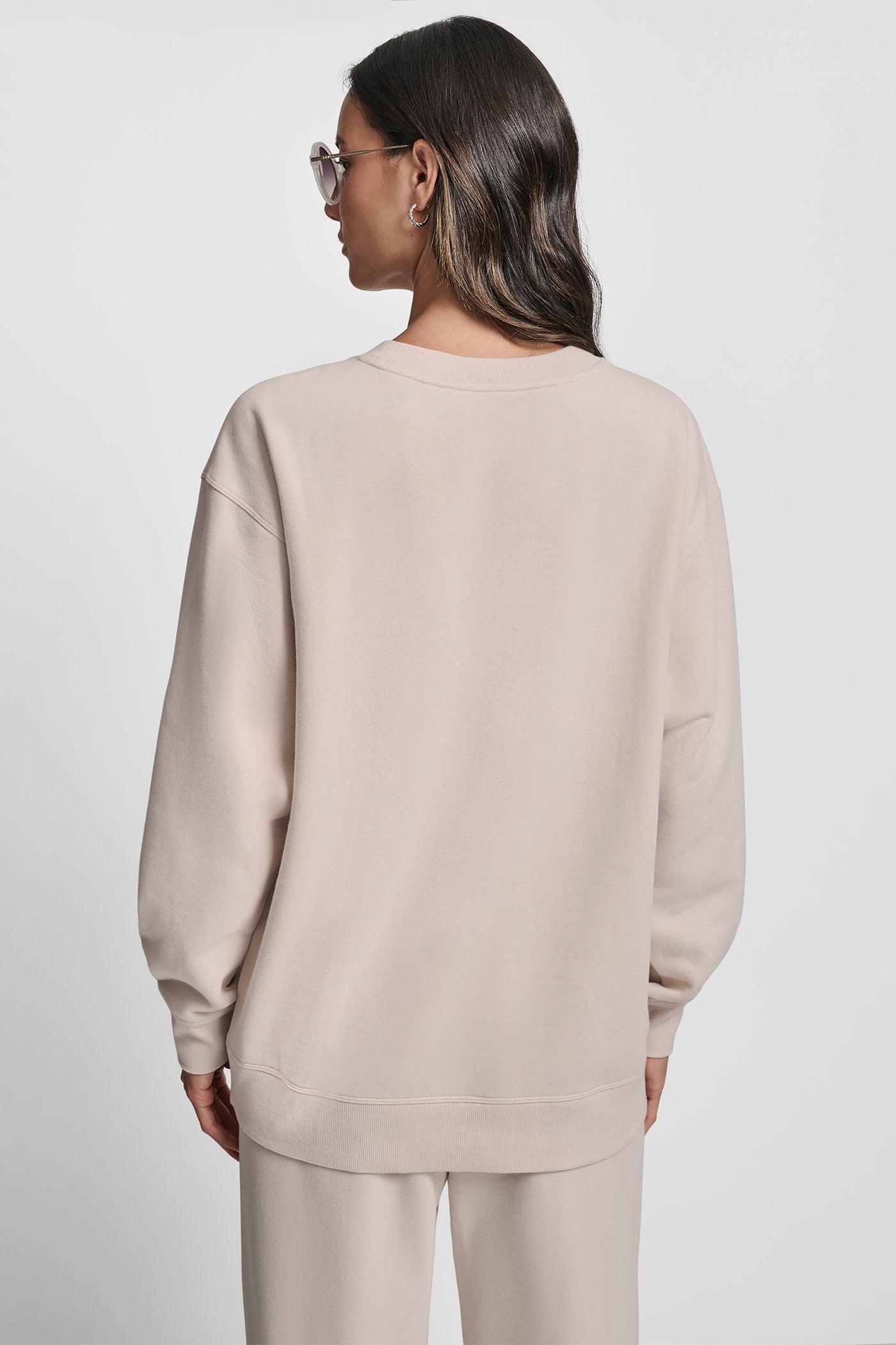 STACKED SATIN LOGO LONG LINE CREW NECK PULLOVER Product Image