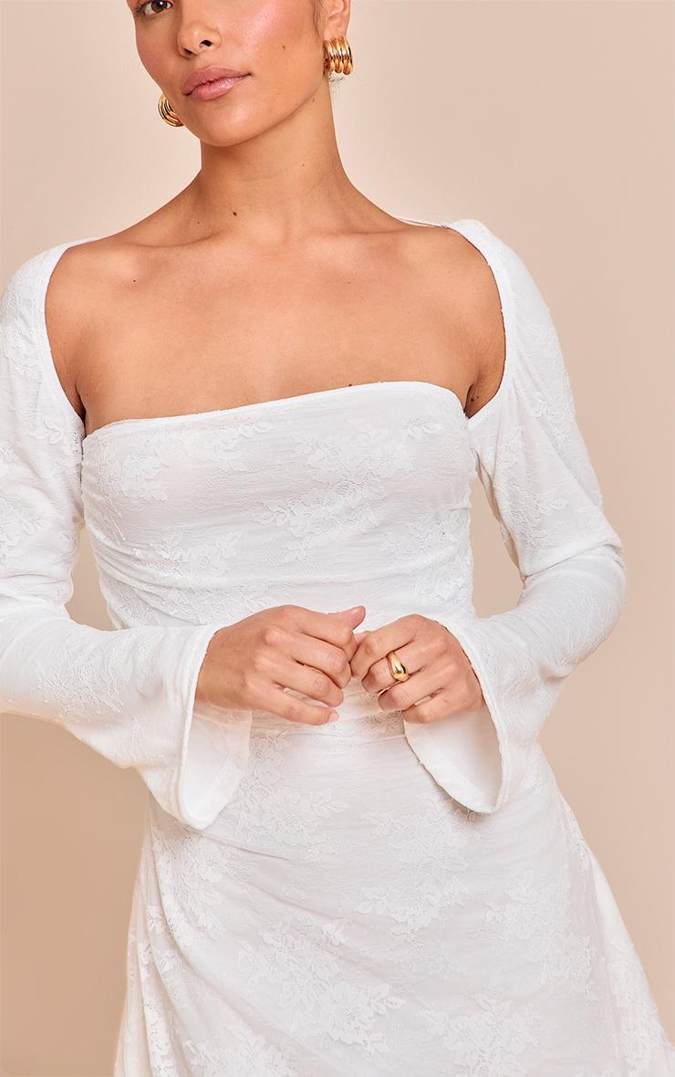 Petite White Lace Long Sleeve Dress Product Image