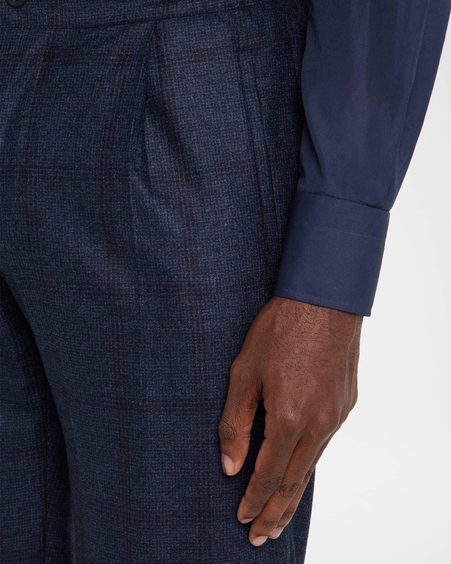 Men's Windowpane Pleated Stretch Pants Product Image