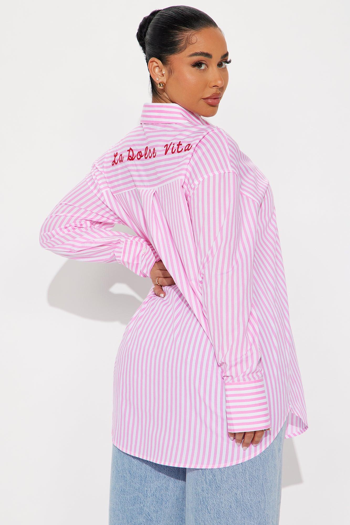 La Dolce Vita Striped Shirt - Pink/combo Product Image