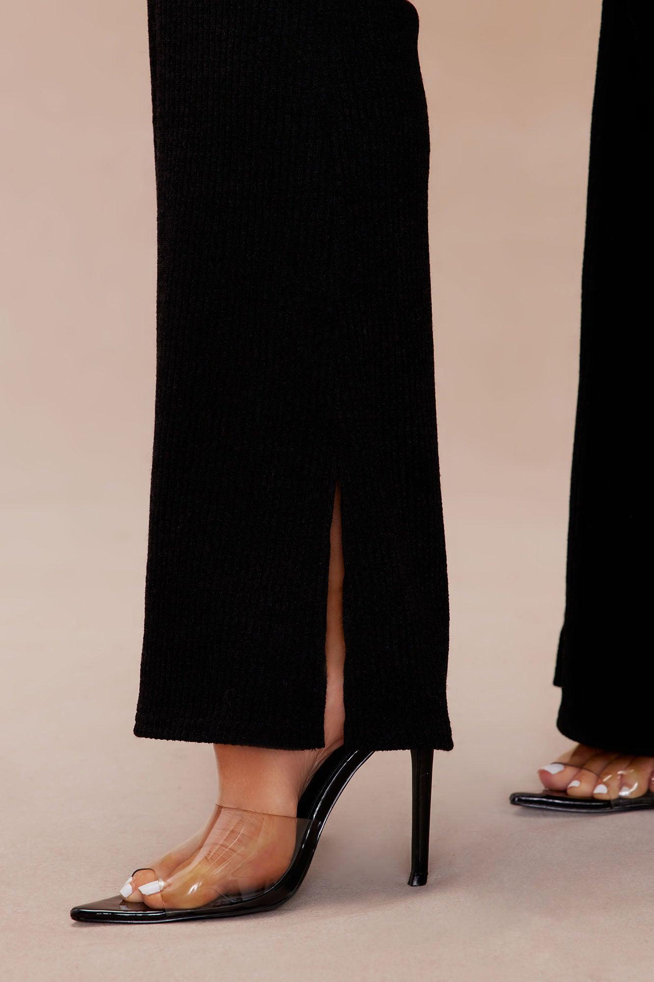 Serenity Maxi Sweater Pant Set - Black Product Image