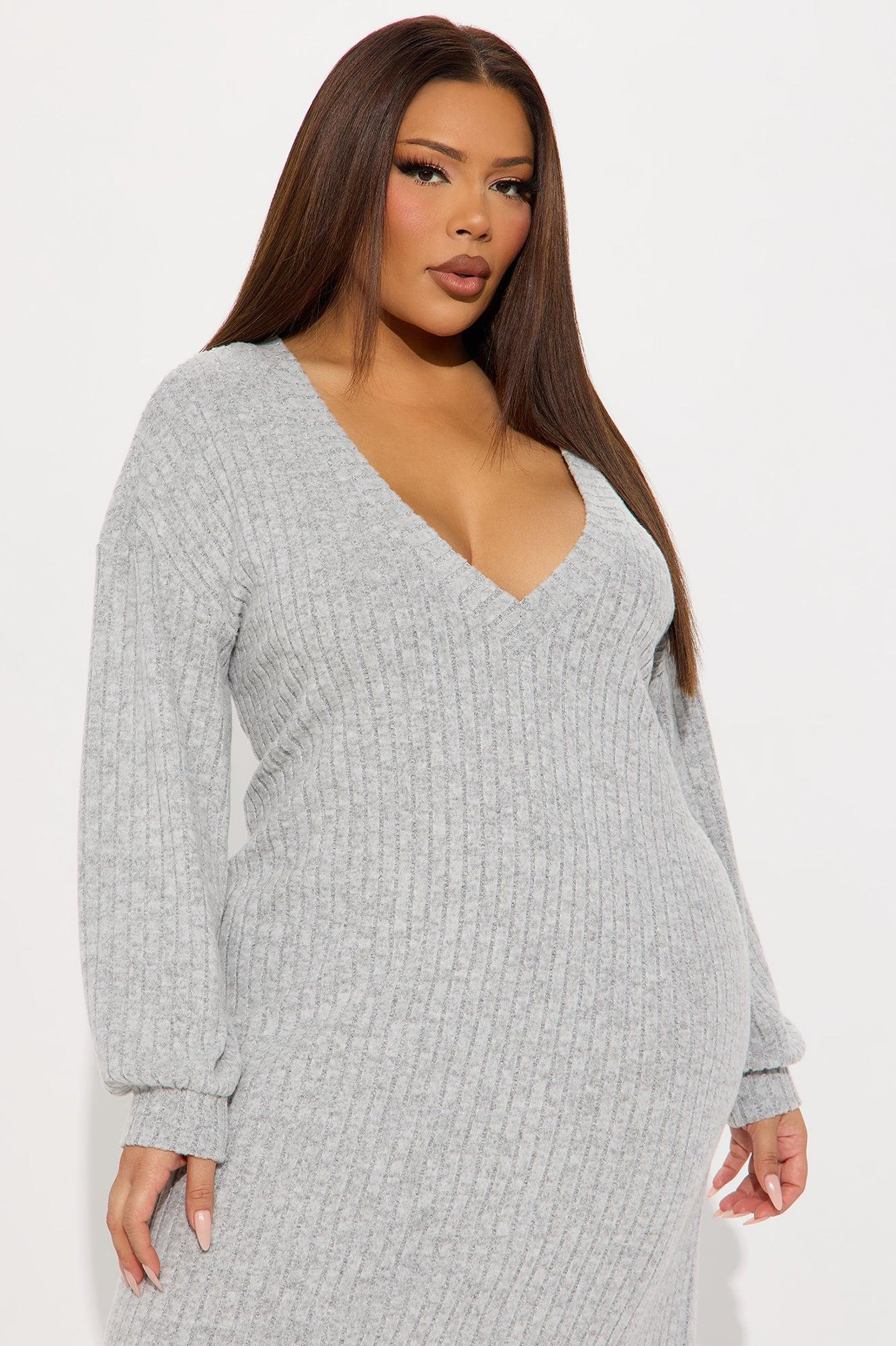 Serenity Ribbed Maxi Dress - Heather Grey Product Image