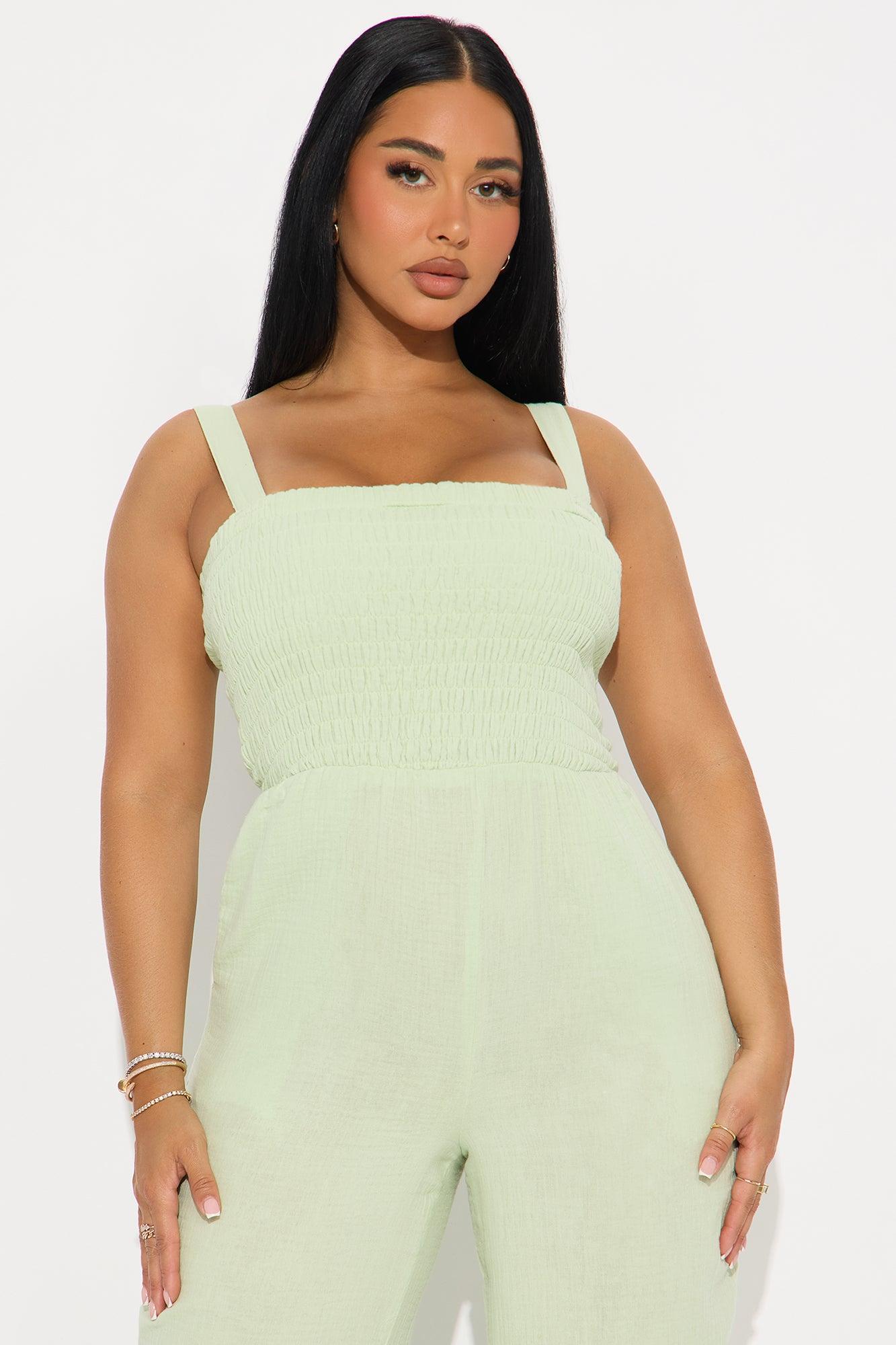 Melissa Gauze Wide Leg Jumpsuit - Green Product Image