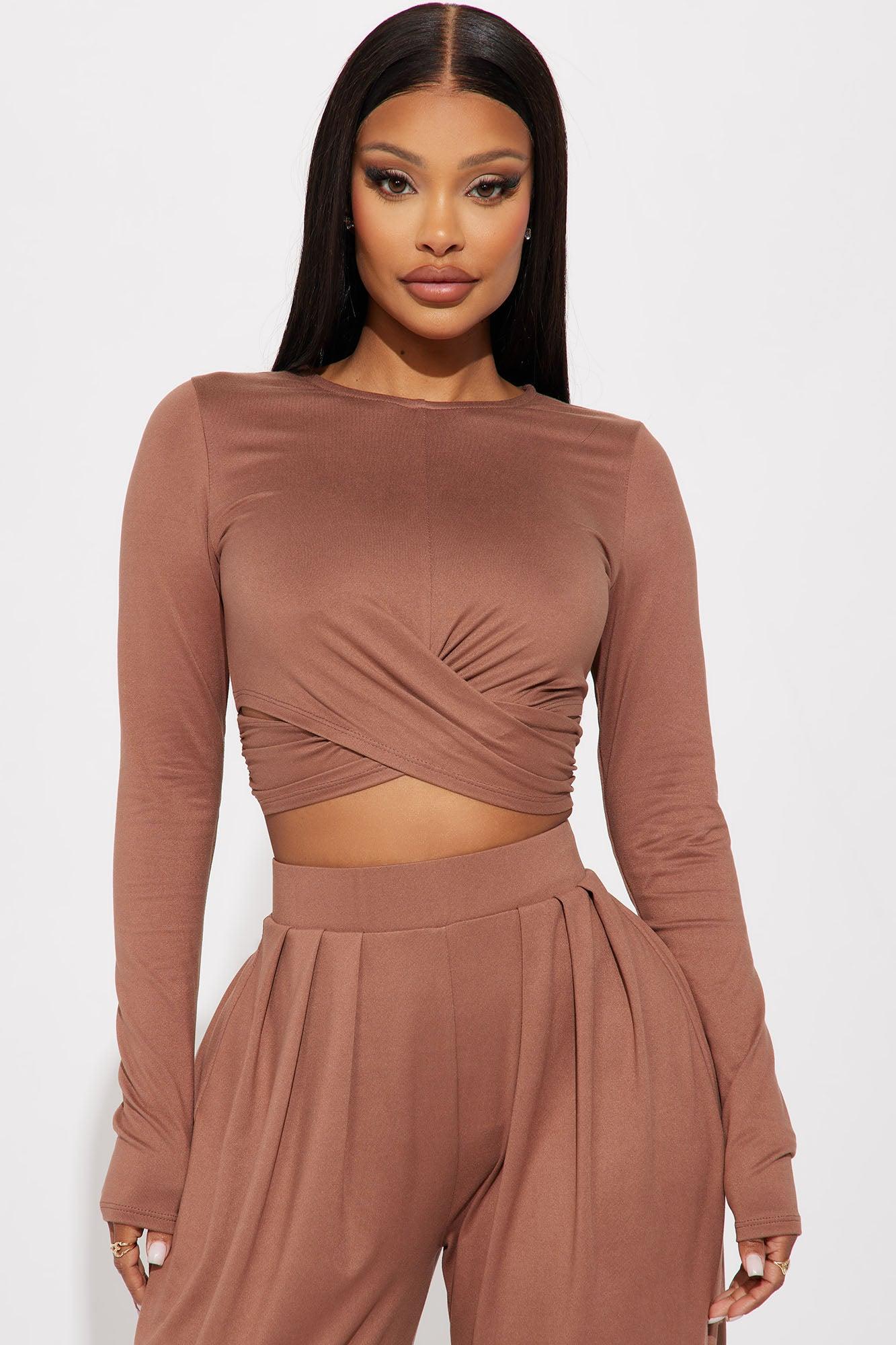 Casually Chic Long Sleeve Pant Set - Khaki Product Image