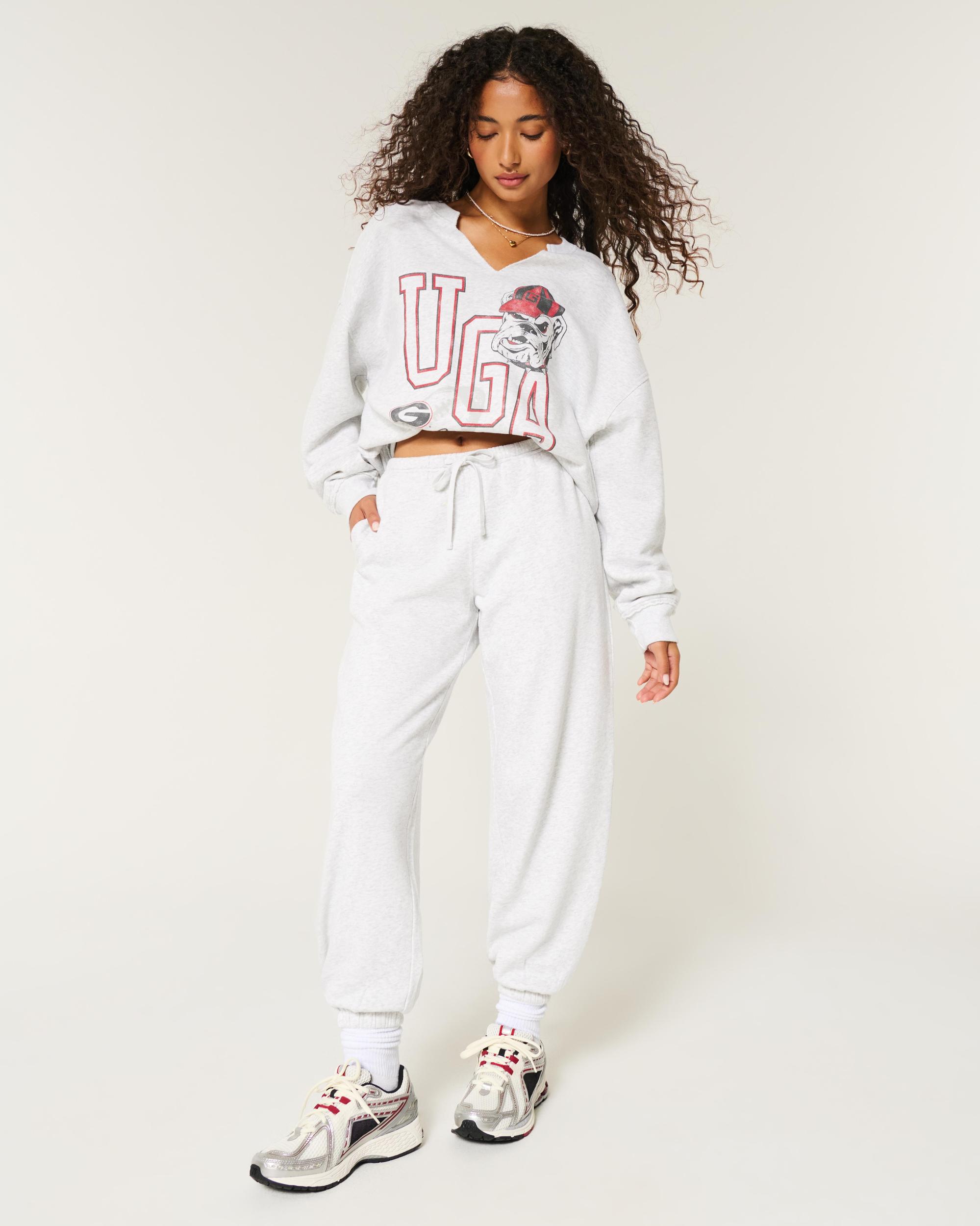 Oversized Camo Number Graphic Notch-Neck Sweatshirt Product Image