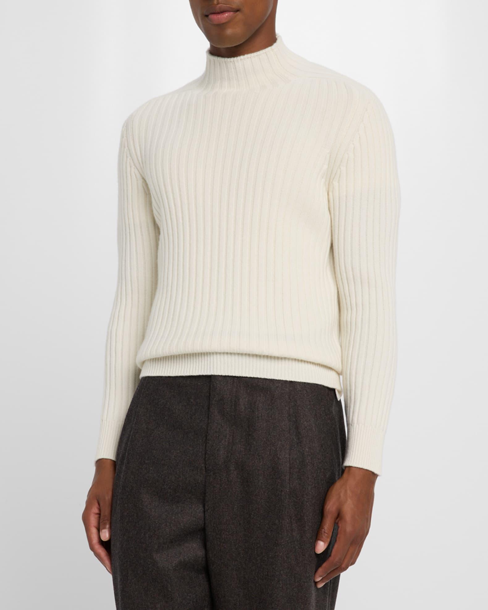 Men's Cashmere Rib-Knit Mock Neck Sweater Product Image