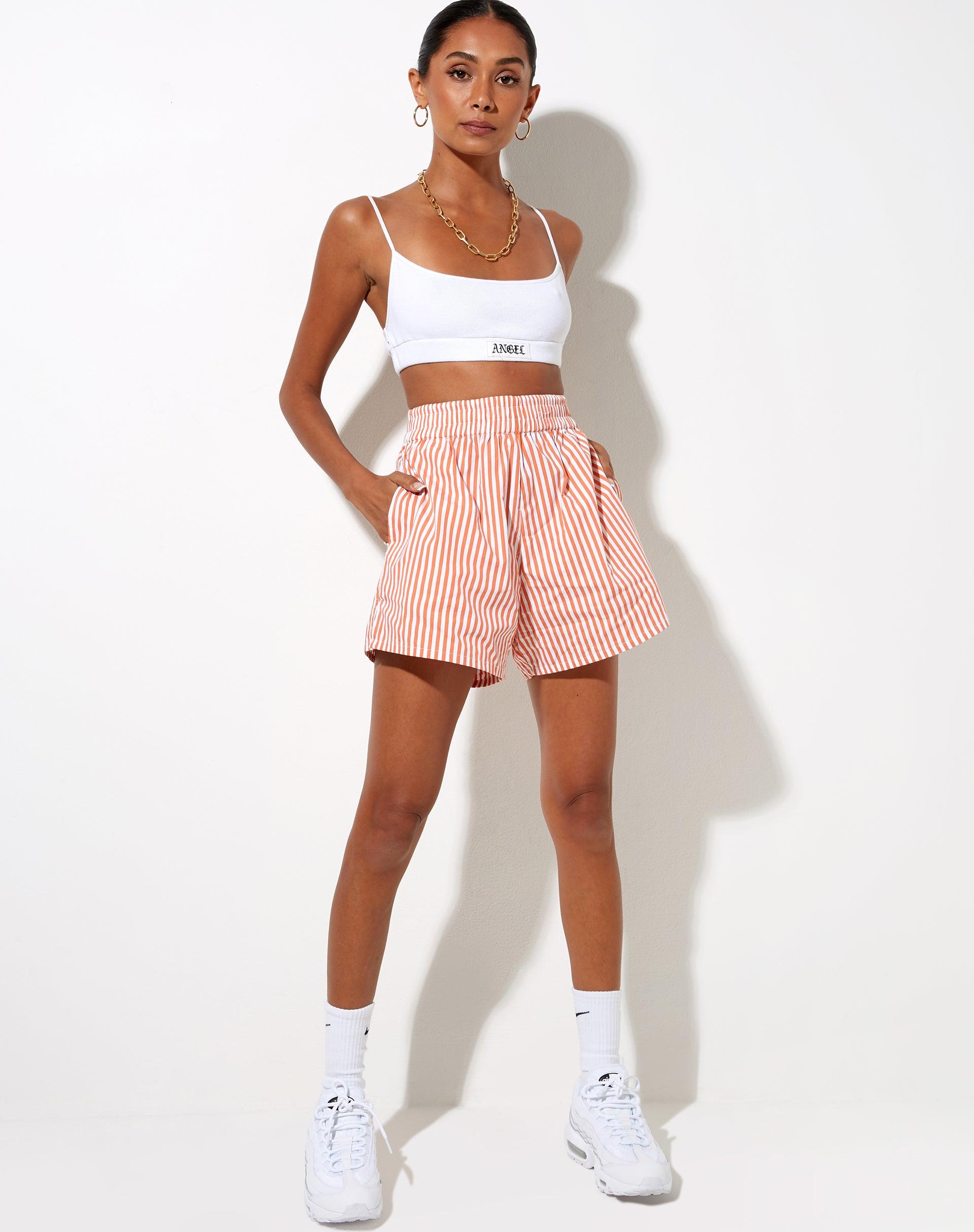 Lala Shorts in Vertical Stripe Orange Product Image