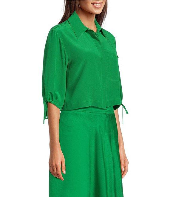 Marella Silk Shirt Collar Neck 3/4 Sleeve Blouse Product Image