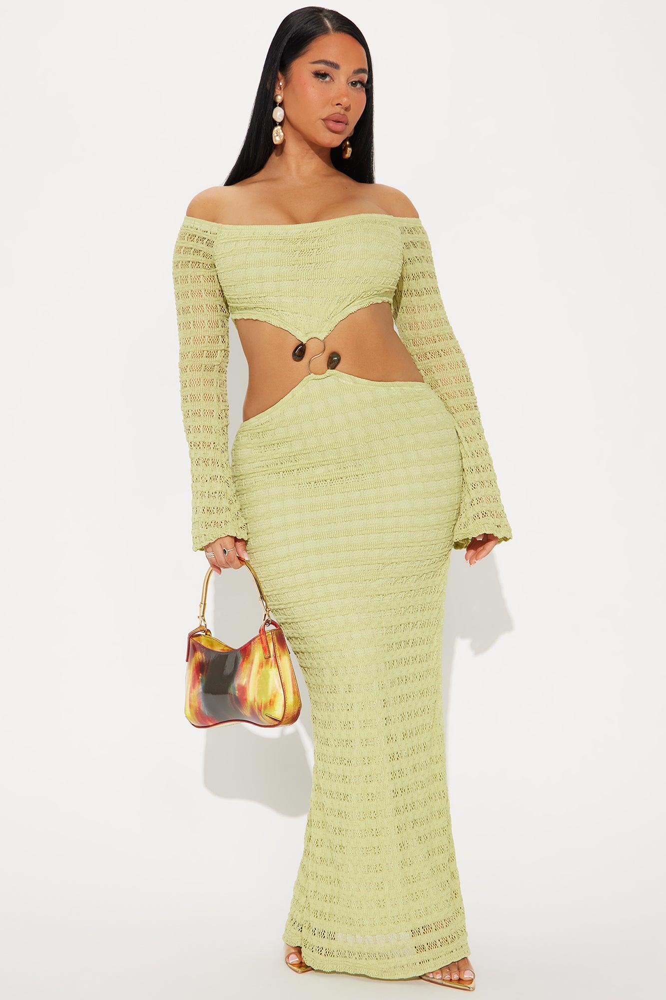 Orlette Crochet Maxi Dress - Chartreuse Product Image