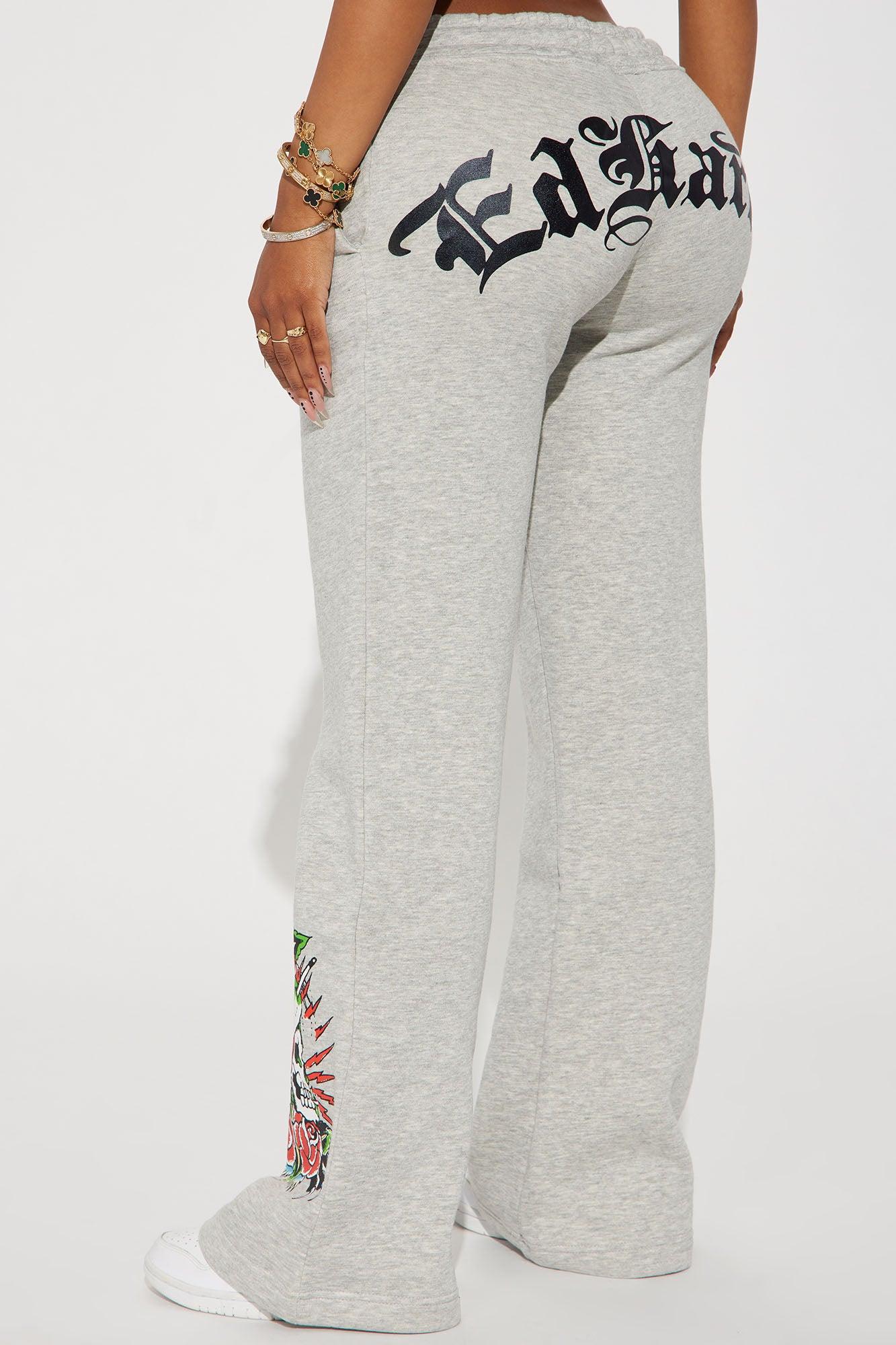 Heart Of Roses Ed Hardy Pant - Heather Grey Product Image