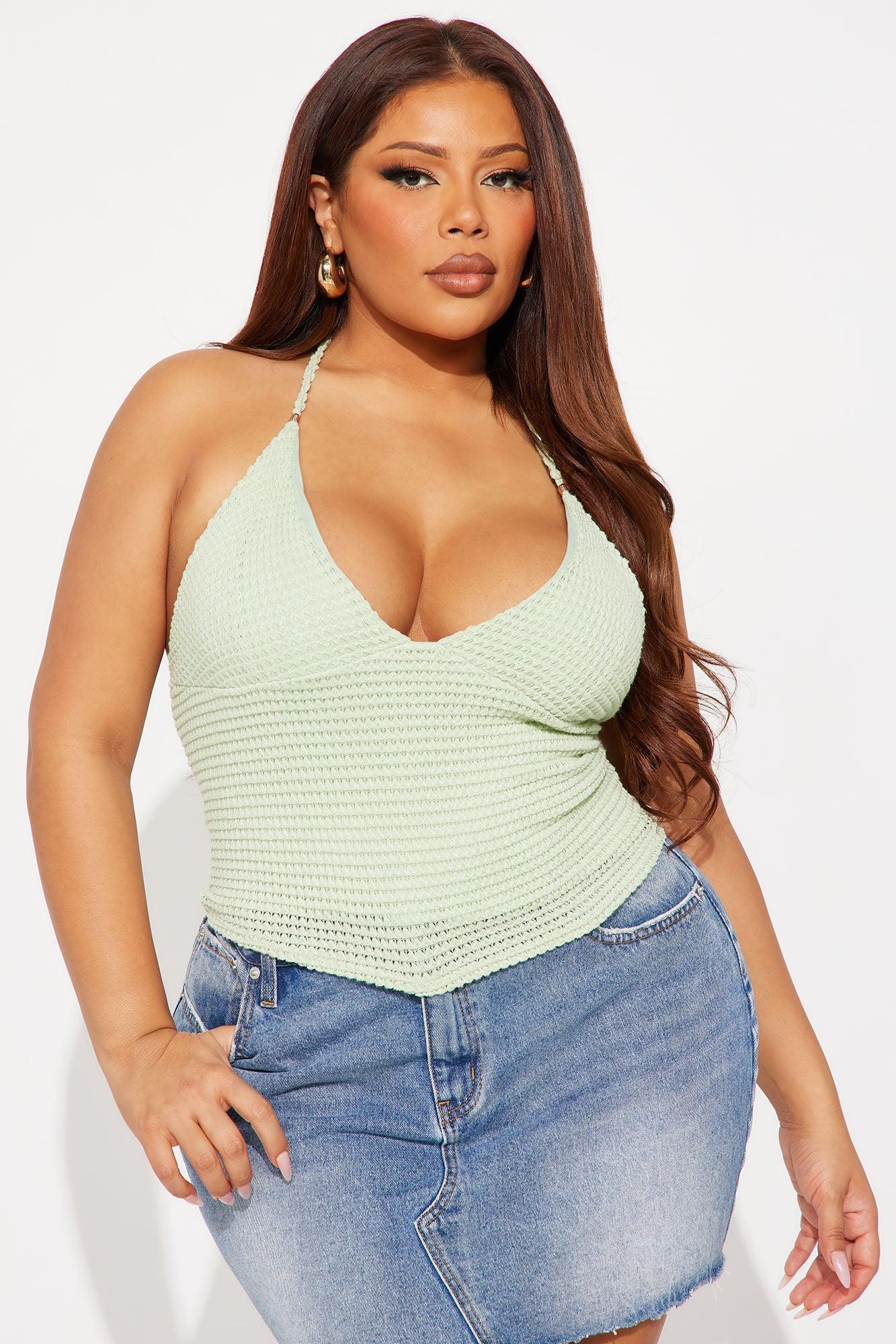 Beachside Halter Top - Sage Female Product Image