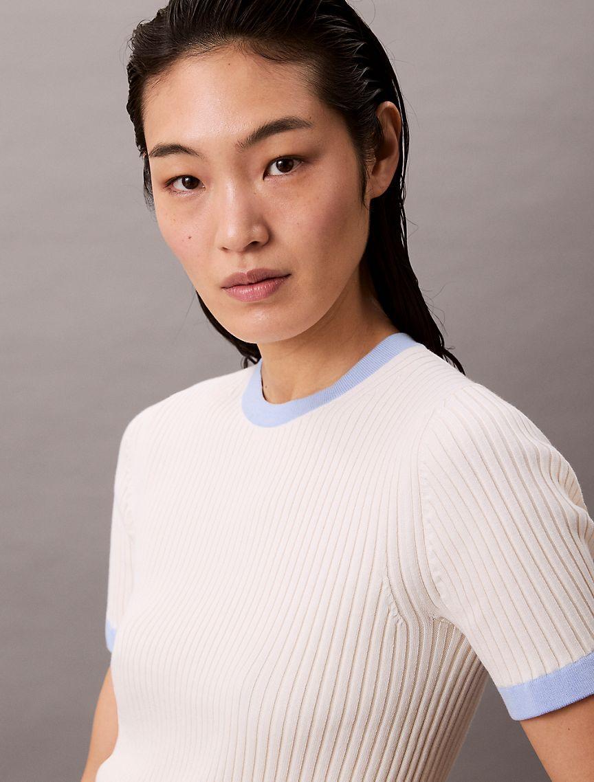 Cotton Ribbed Slim T-Shirt  Product Image