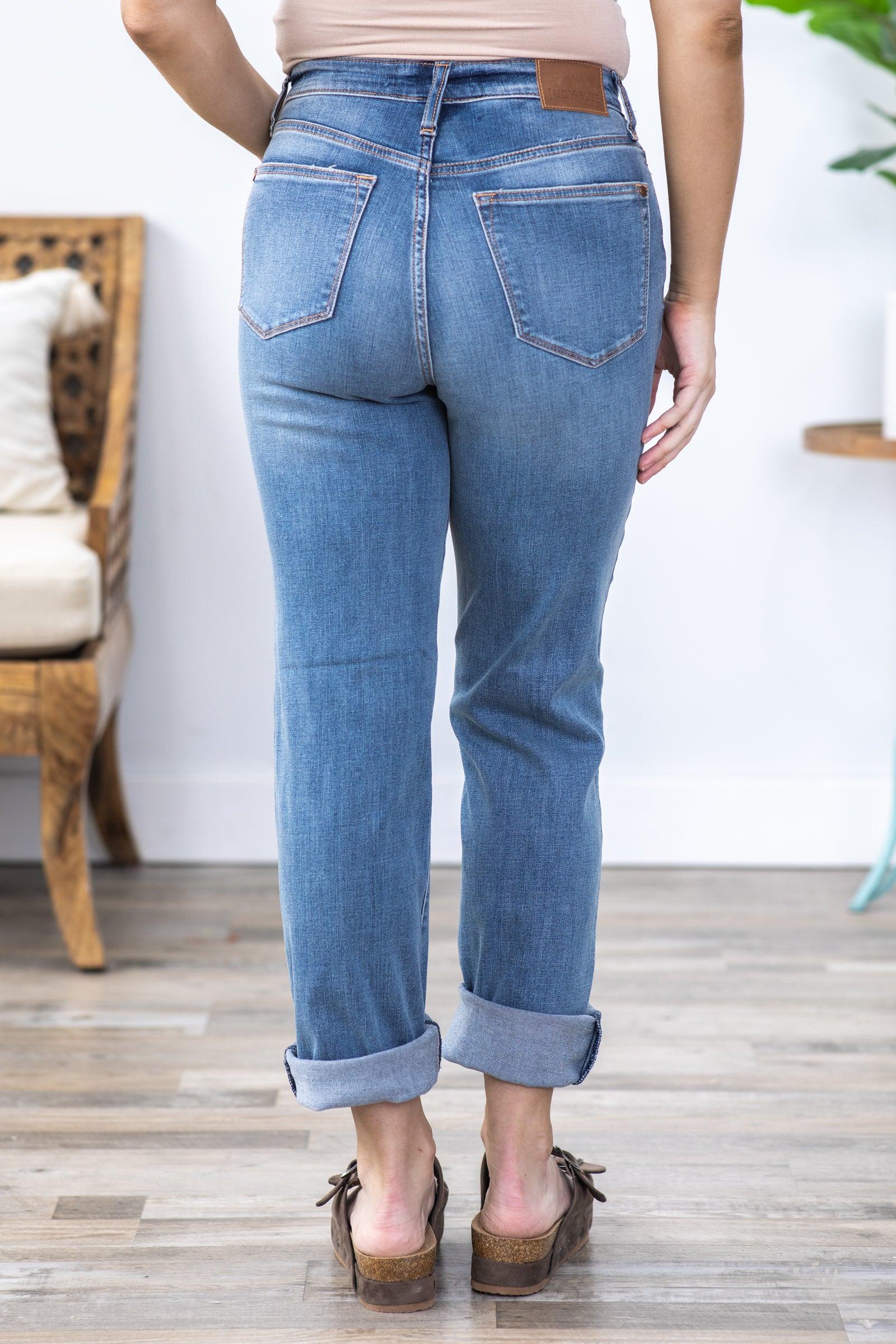 Judy Blue Work It Med Wash Straight Leg Jeans Product Image
