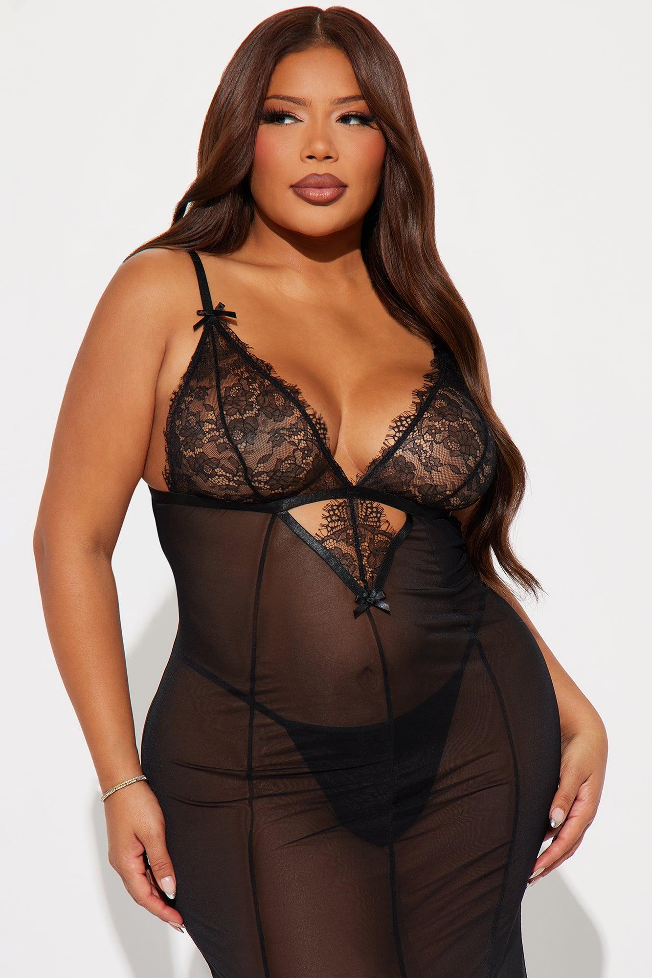 Made For Me Lace Maxi Gown Babydoll - Black Product Image