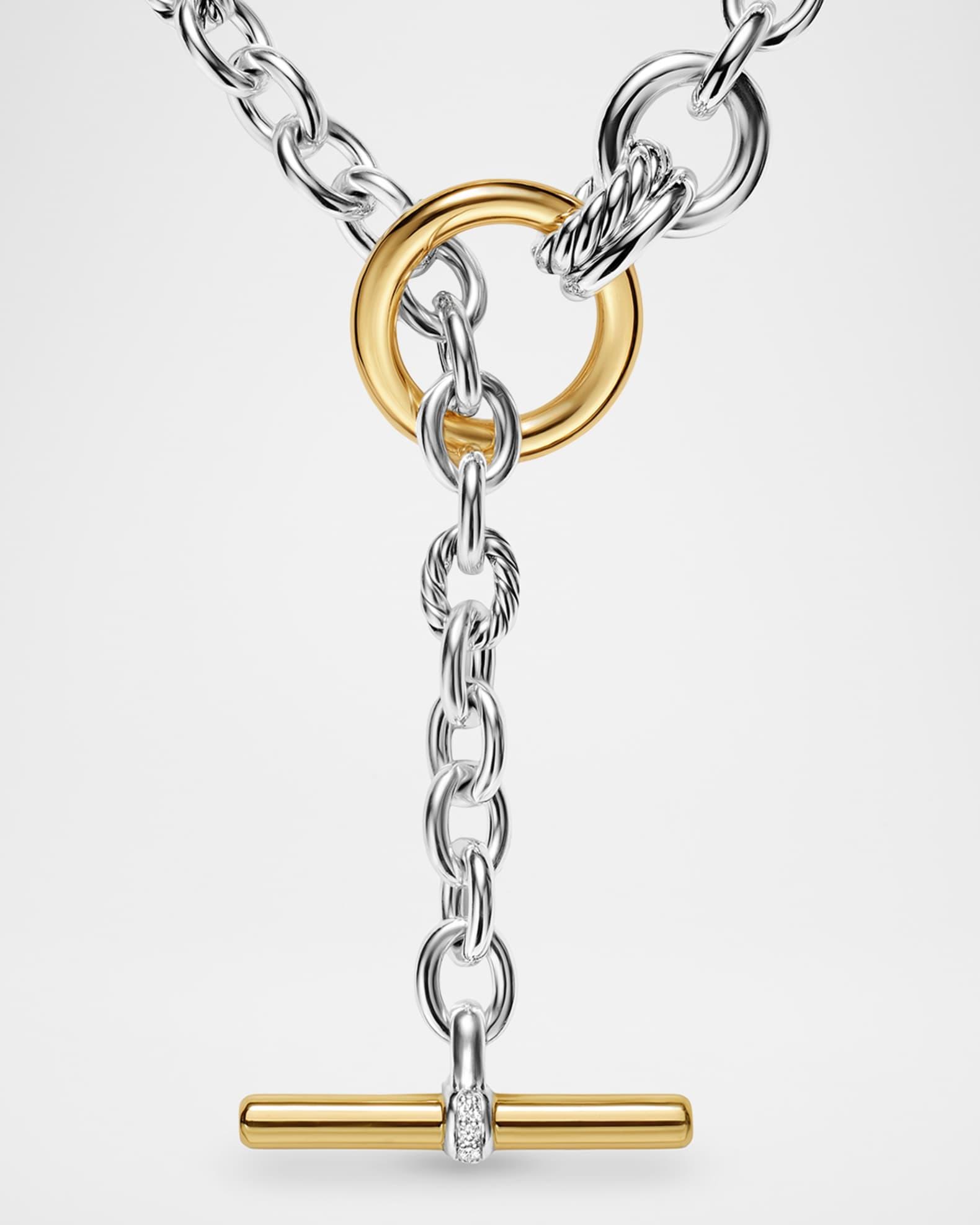 Mercer Double Row Toggle Necklace with Diamonds in Silver and 18K Gold, 5mm Product Image