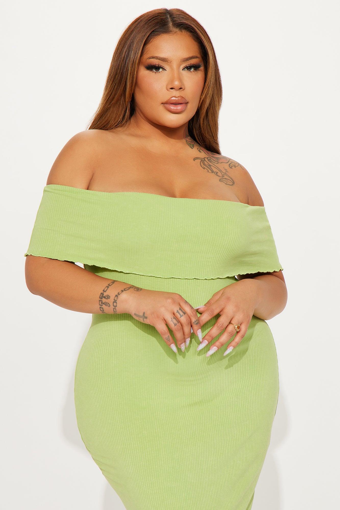 Lacie Ribbed Midi Dress - Lime Product Image