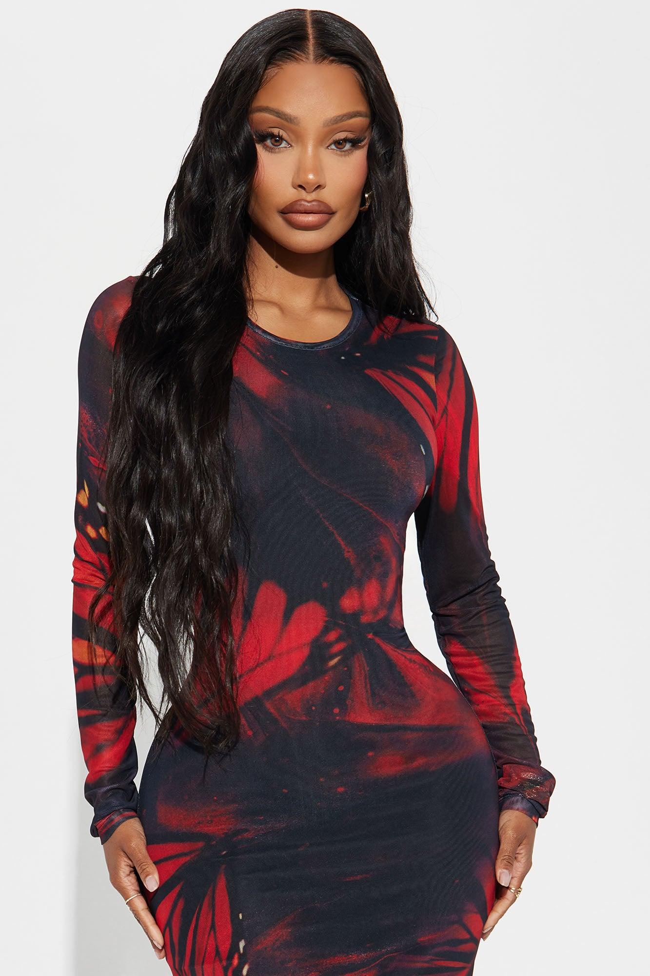 Vermilionaire Mesh Maxi Dress - Red/combo Product Image