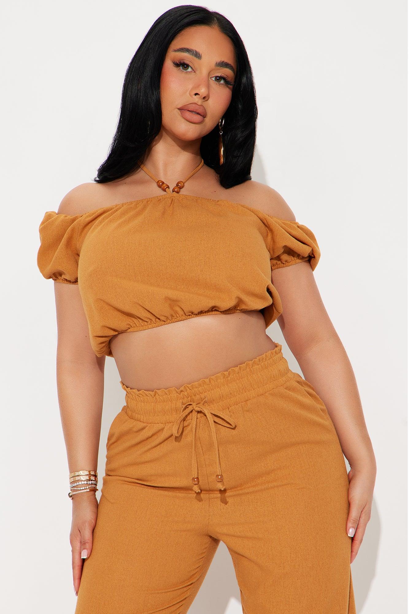 Summer Bliss Wide Leg Pant Set - Rust Product Image
