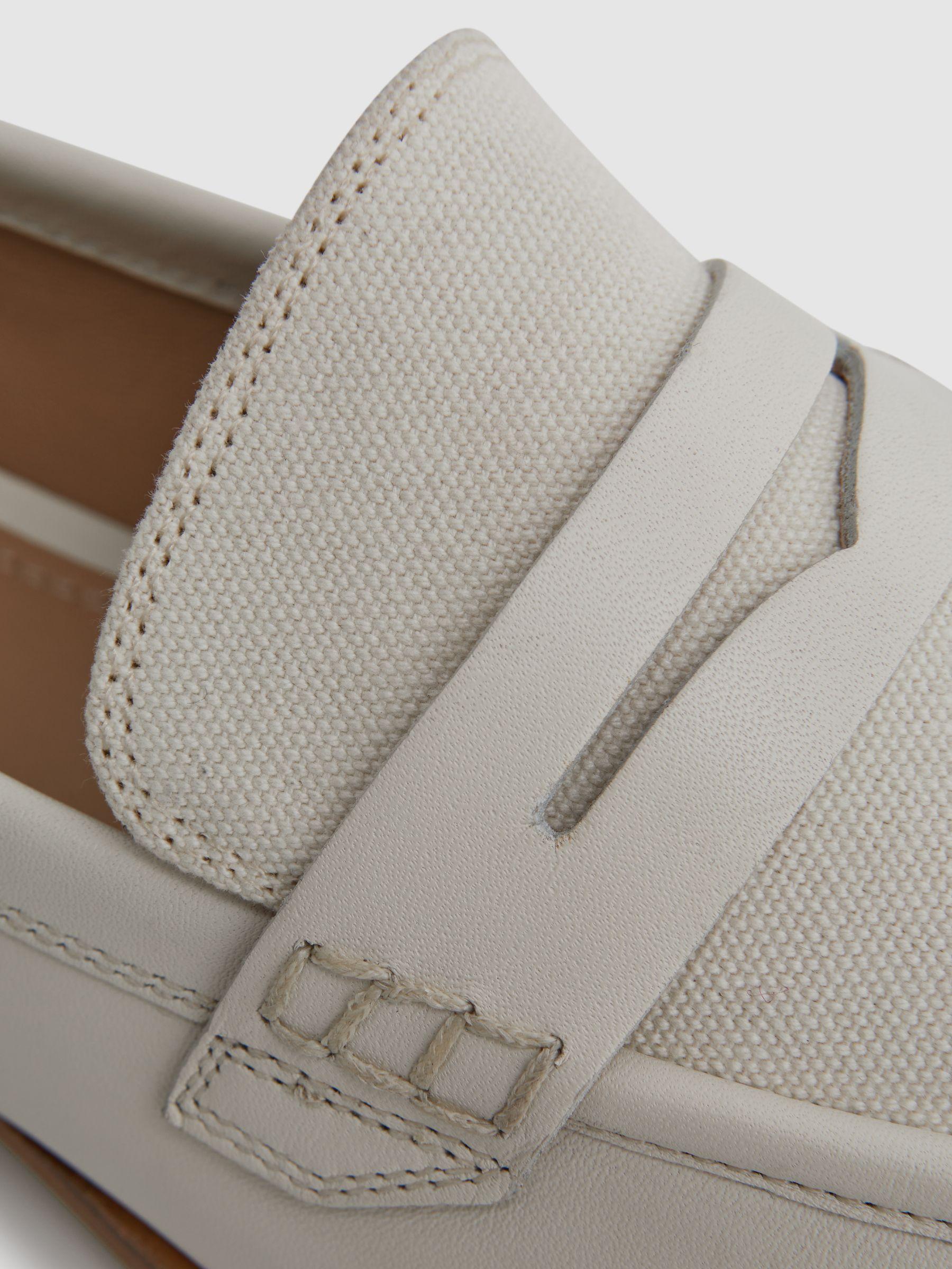 Leather-Cotton Loafers in Off White Product Image
