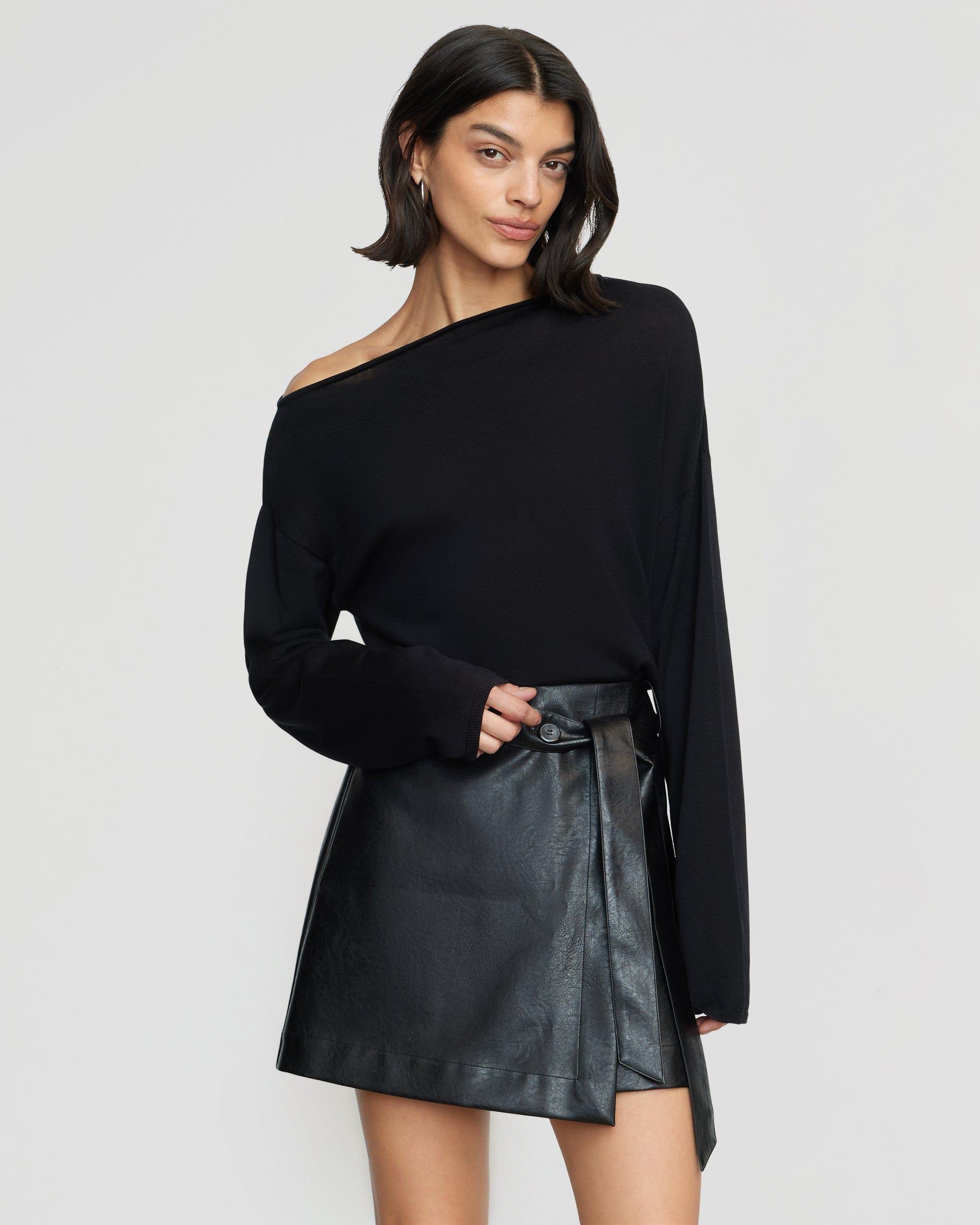 Tanner Vegan Leather Wrap Skirt Product Image