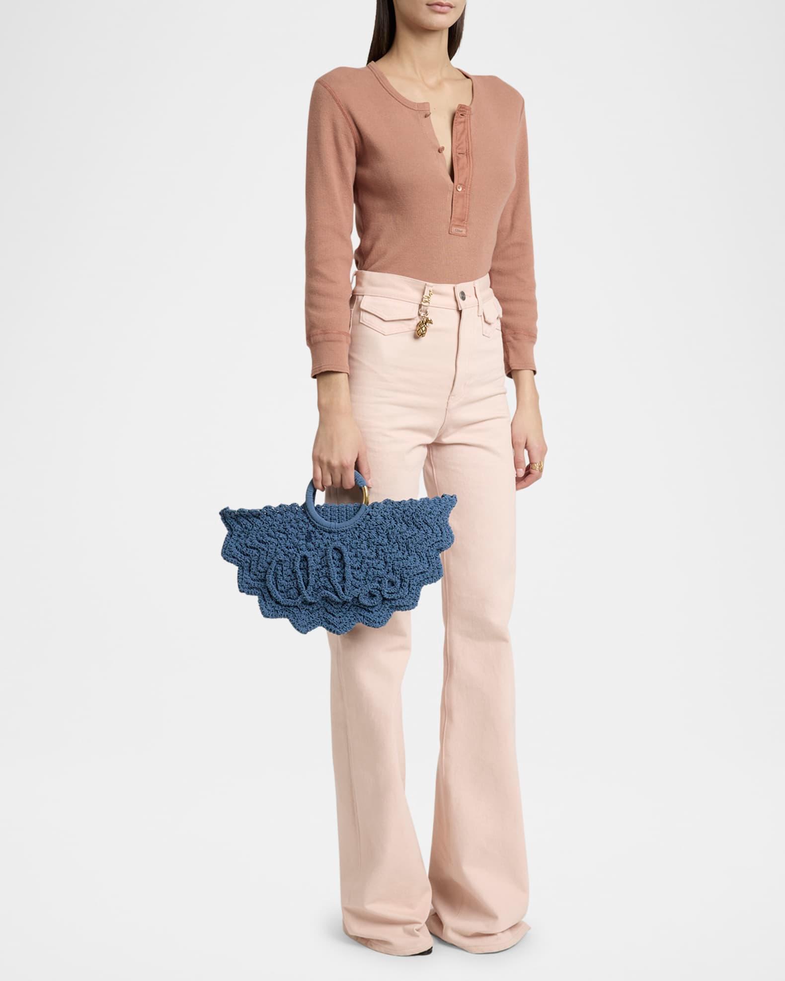 Passementerie Crochet Top-Handle Bag in Fabric  Product Image