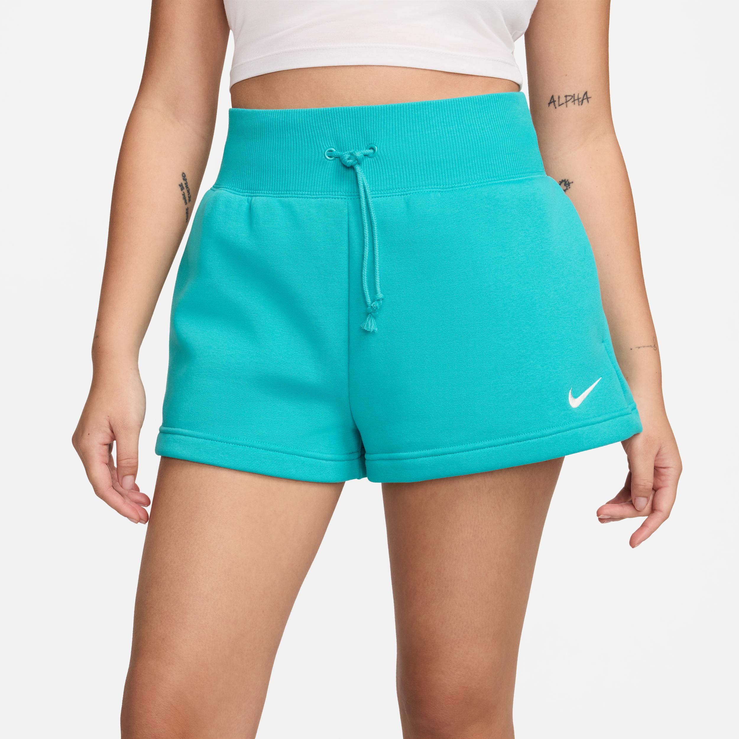 Nike Womens Nike Fleece HR Shorts - Womens Sail/Stadium Green Product Image