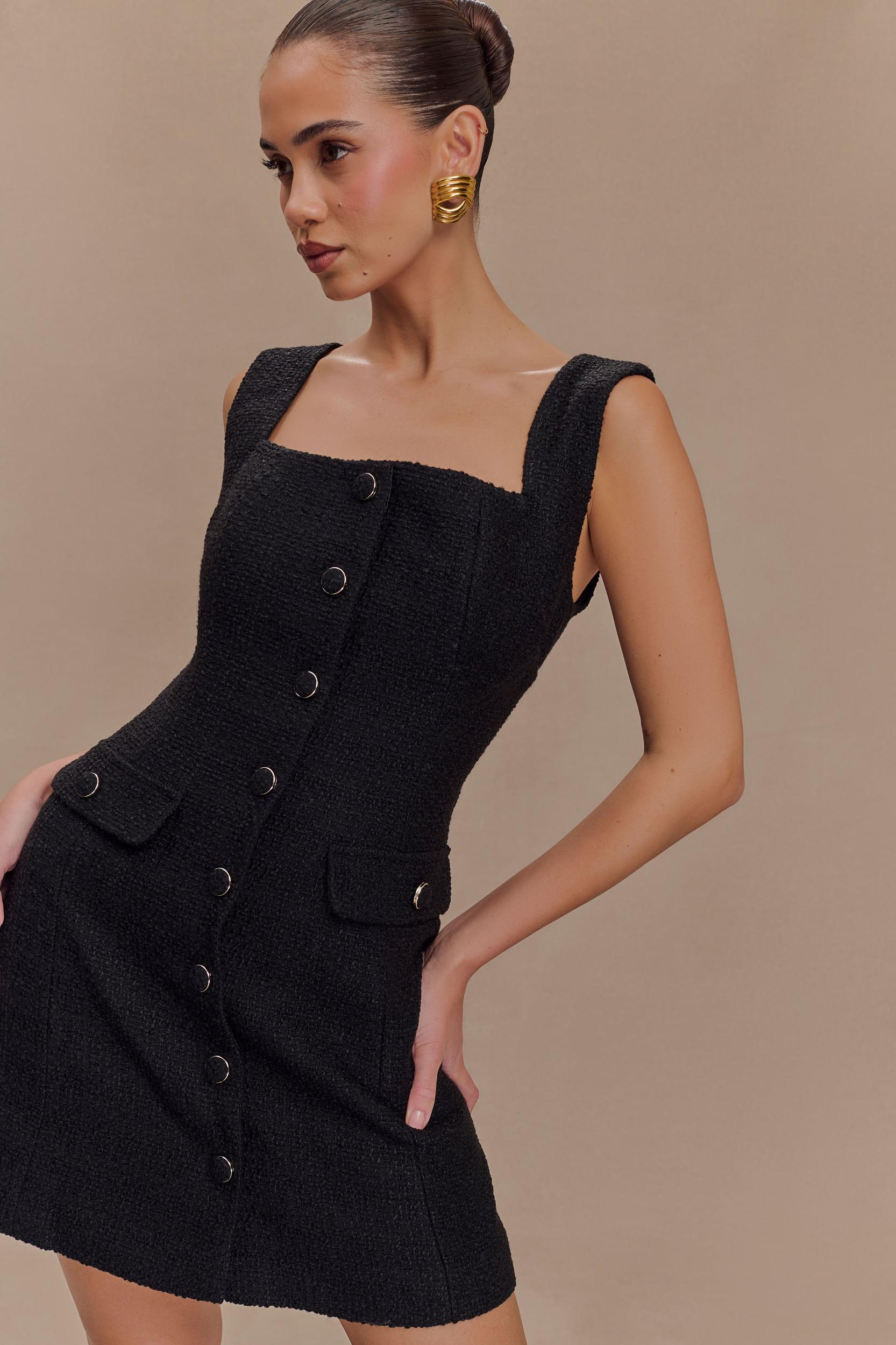 Desire Boucle Mini Dress - Black Product Image