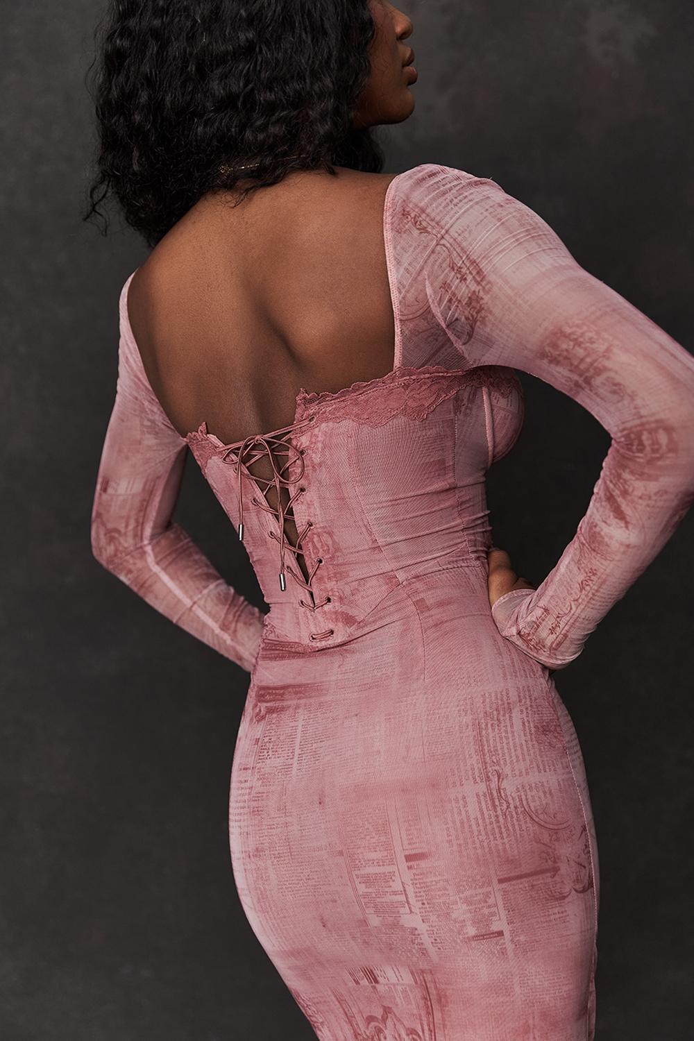Seraphina  pink print corset dress Product Image