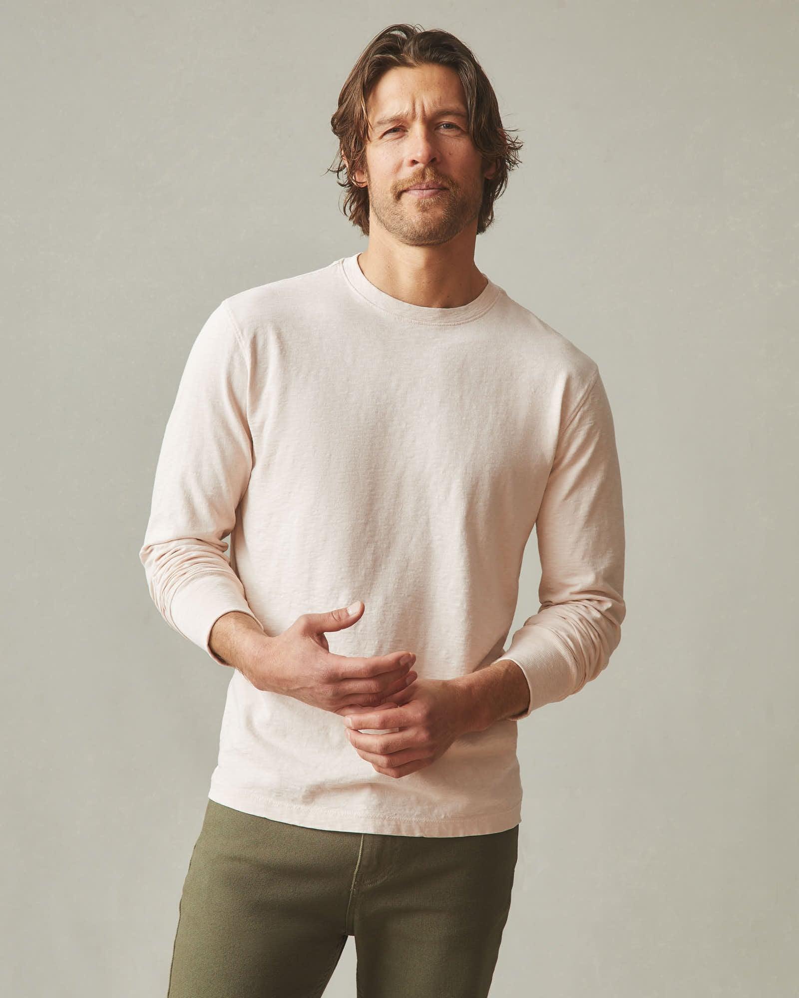 Men's Premium Slub Long Sleeve Crew Tee  - Almond Peach Male Product Image