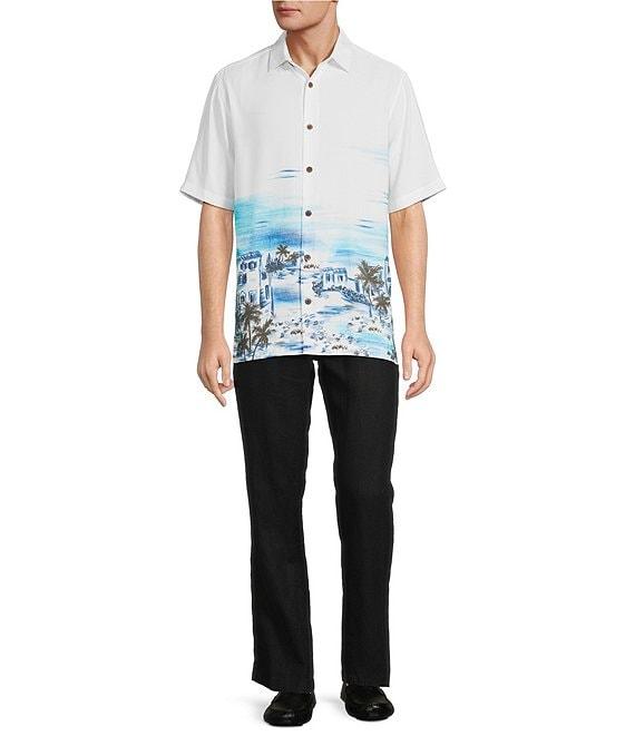 Caribbean Placed Scenic Print Short Sleeve Woven Shirt Product Image