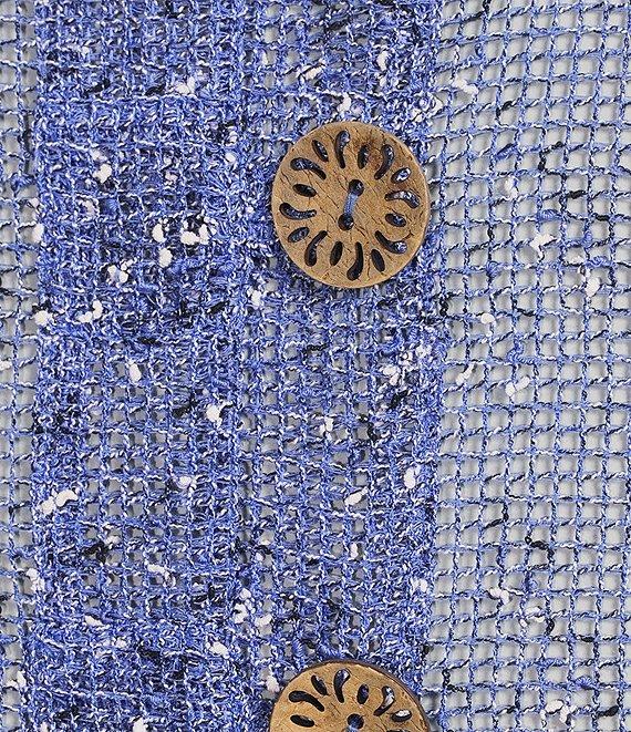 Ali Miles Plus Size Mesh Woven V-Neck Elbow Sleeve Jacket Product Image