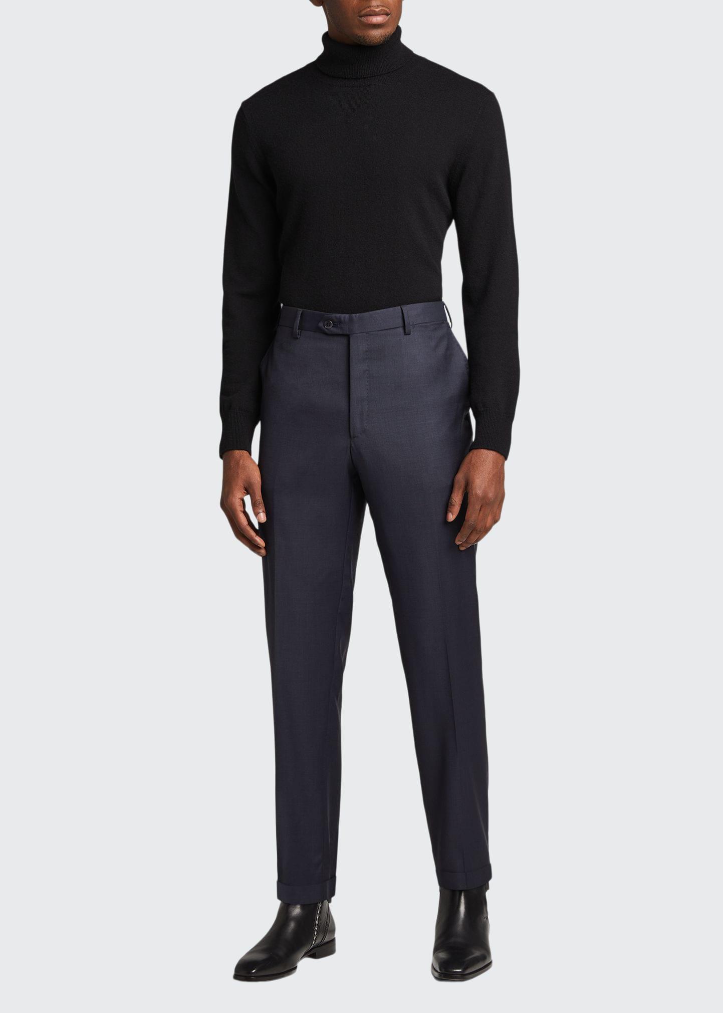 Mens Tigulli Solid Wool Trousers Product Image
