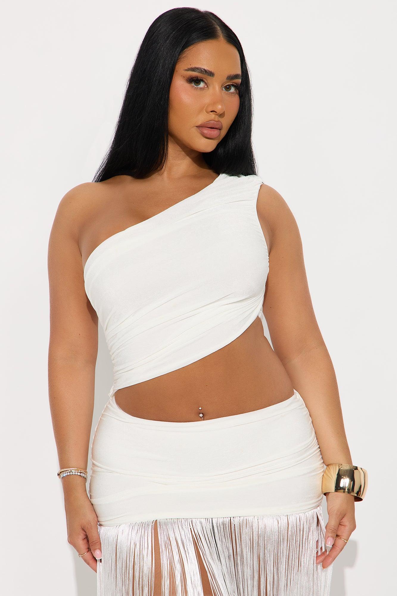 Island Chic Fringe Maxi Dress - White Product Image