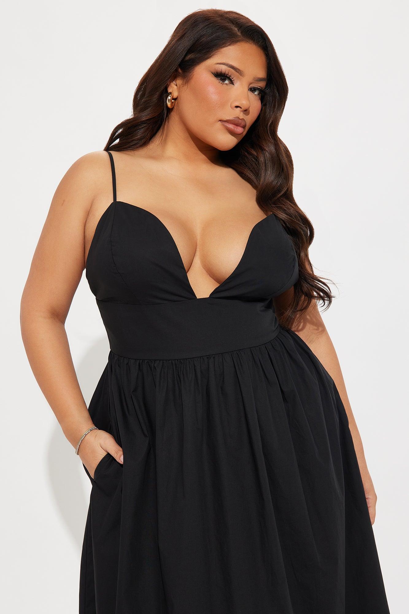 Destiny A Line Poplin Maxi Dress - Black Product Image