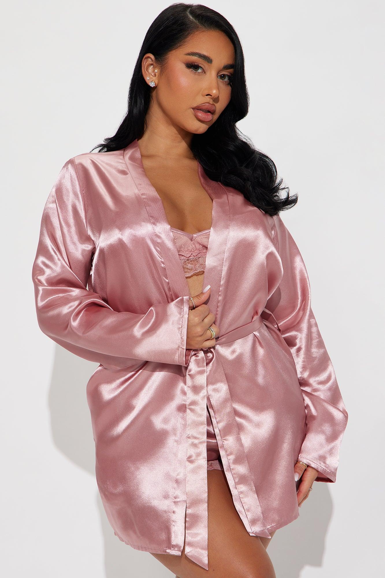 Slumber Party Satin PJ Robe Set - Blush Product Image