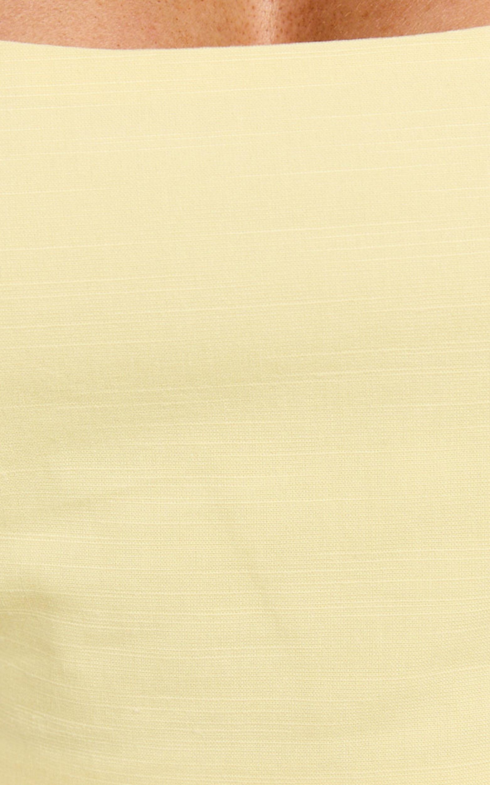 Polina Two Piece Set - Linen Square Neck Crop Top and Tie Waist Skort Set in Lemon Product Image