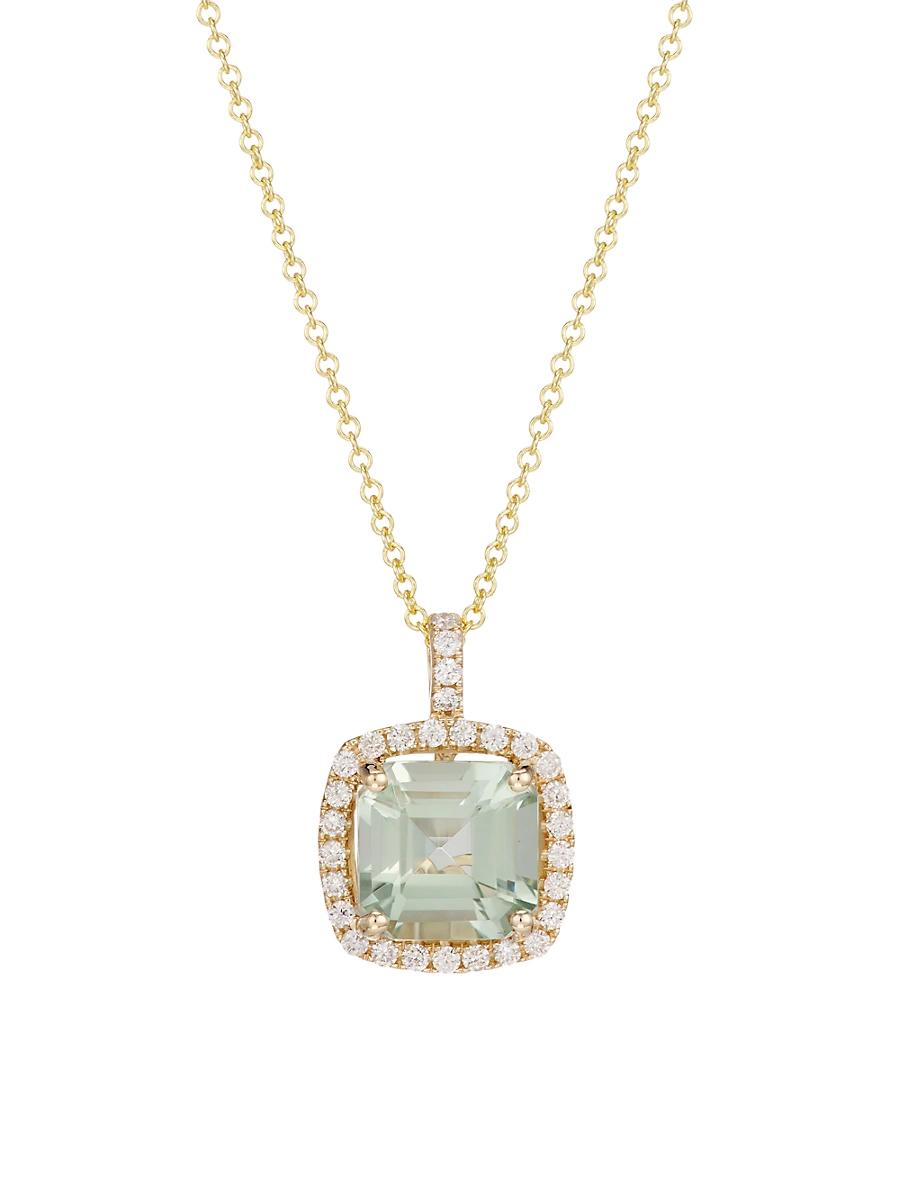 Womens 14K Yellow Gold, 0.35 TCW Diamond & Green Amethyst Pendant Necklace Product Image