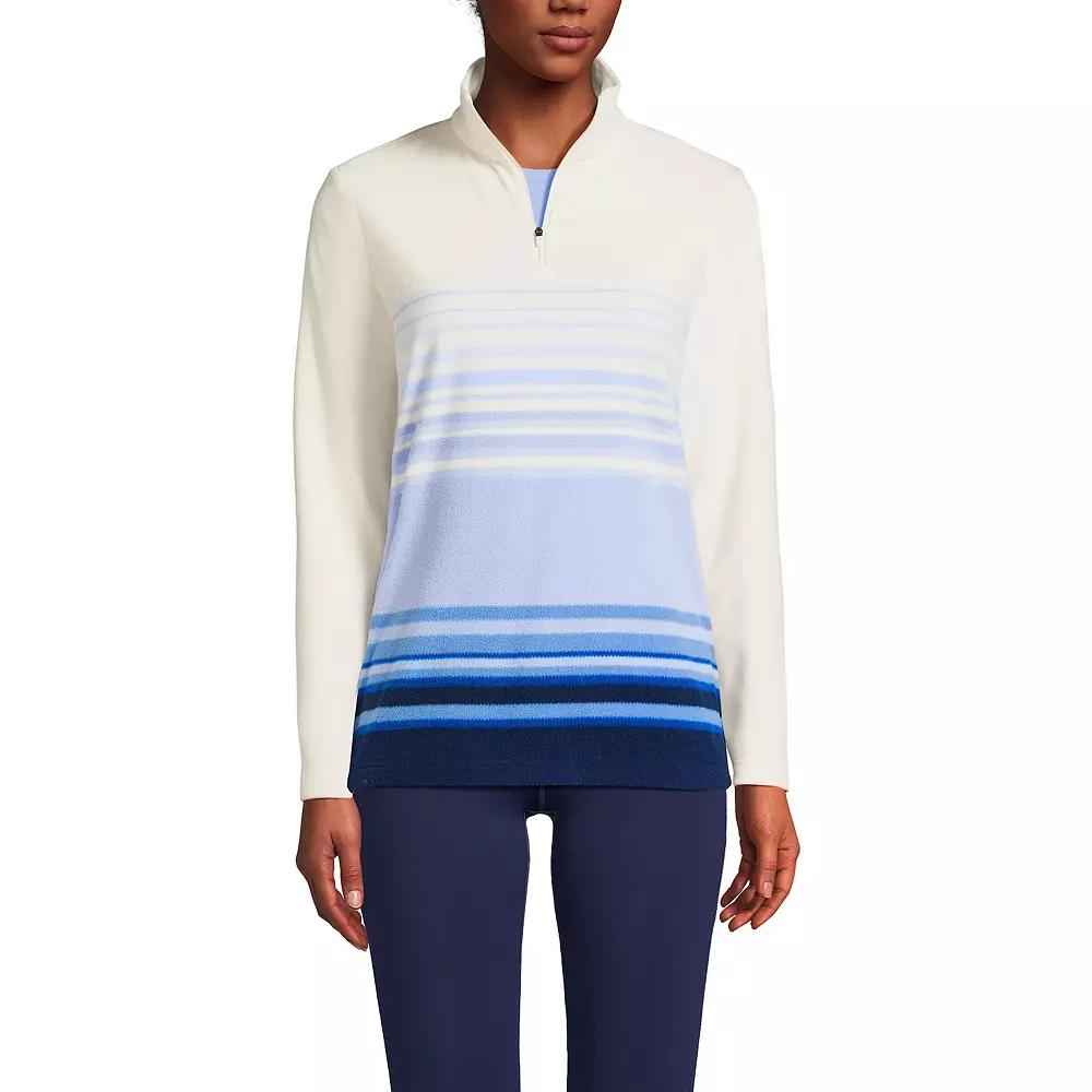 Women's Lands' End Ombre Striped 1/4-Zip Yoke Fleece Pullover, Size: Medium, Cornflower Stripe Product Image