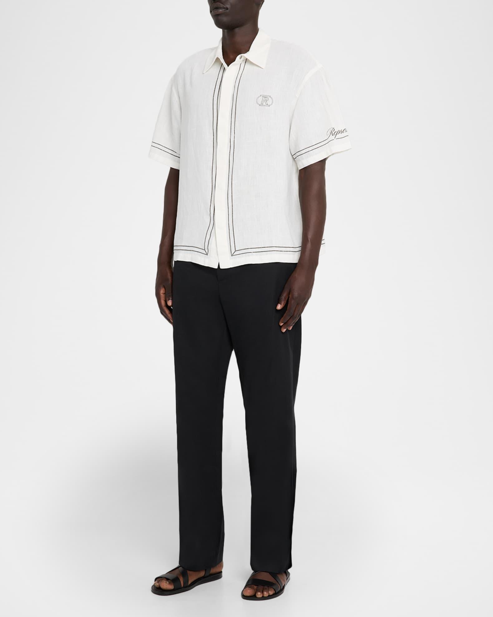 Men's Border Embroidered Initial Logo Short-Sleeve Shirt Product Image