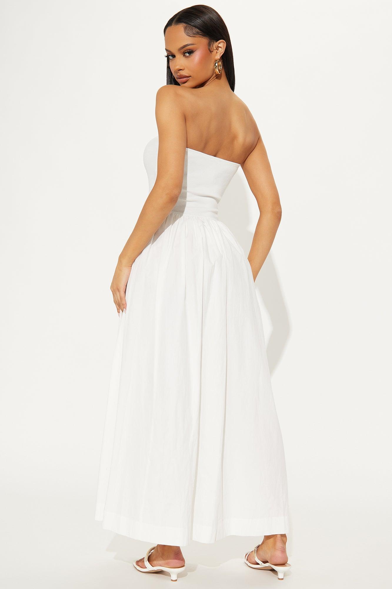 Lula Poplin Strapless Midi Dress - White Female Product Image