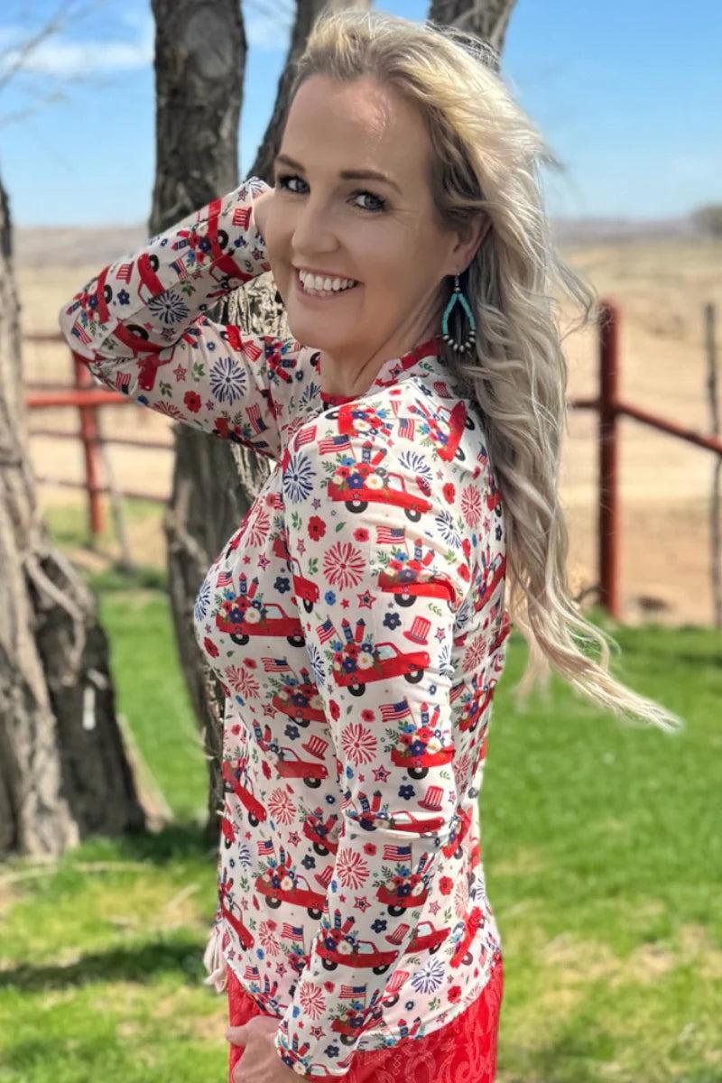 Sterling Kreek Freedom & Fireworks Mesh Top* Product Image