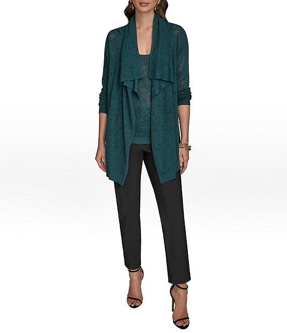 Donna Kara Pointelle Angle Hem Open Front Cardigan Product Image