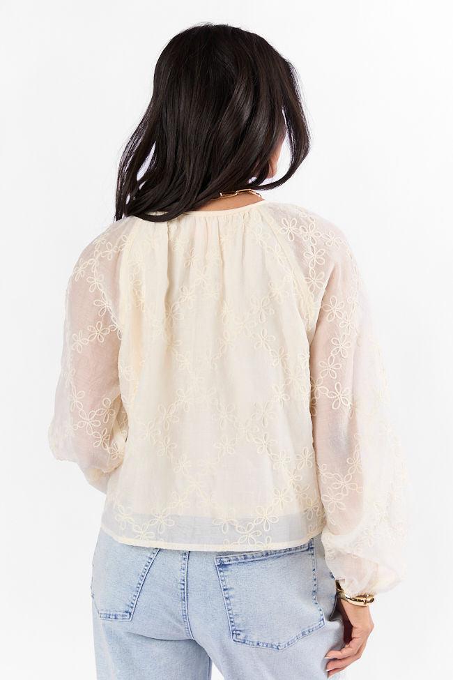 Face The Music Cream Embroidered Blouse FINAL SALE Product Image