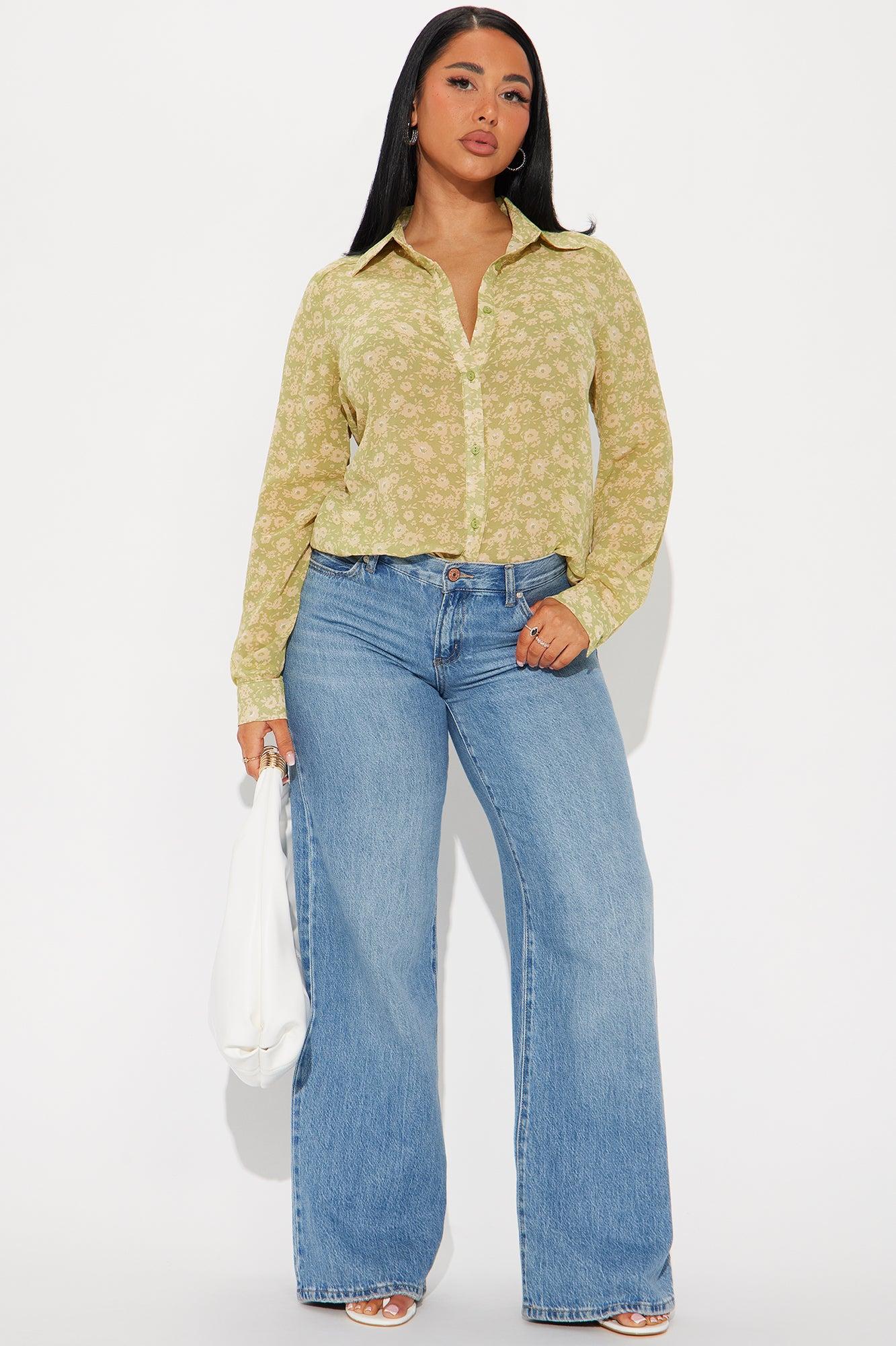 Alina Floral Chiffon Shirt - Green/combo Product Image