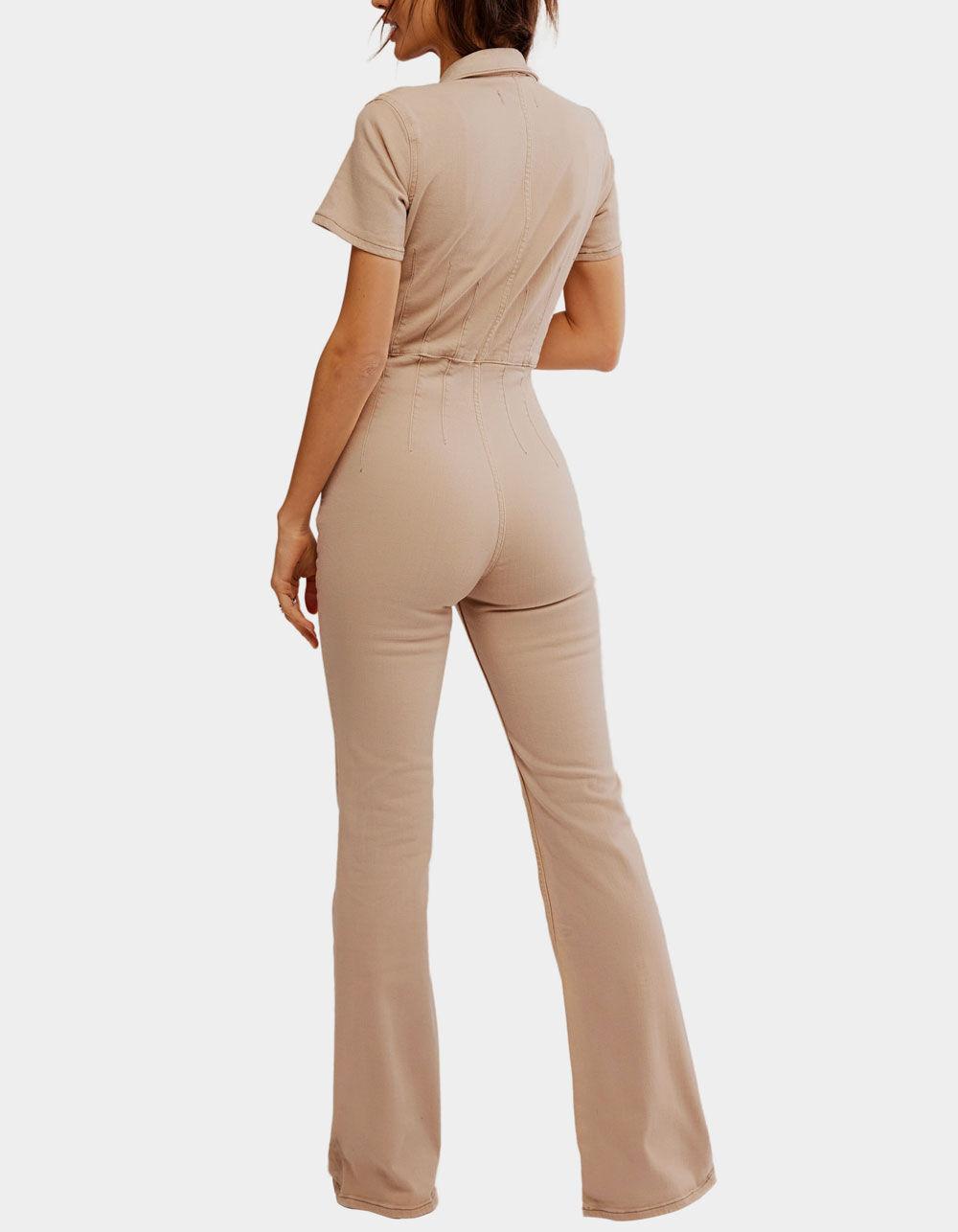 FREE PEOPLE Jayde Womens Flare Jumpsuit - TAN Product Image