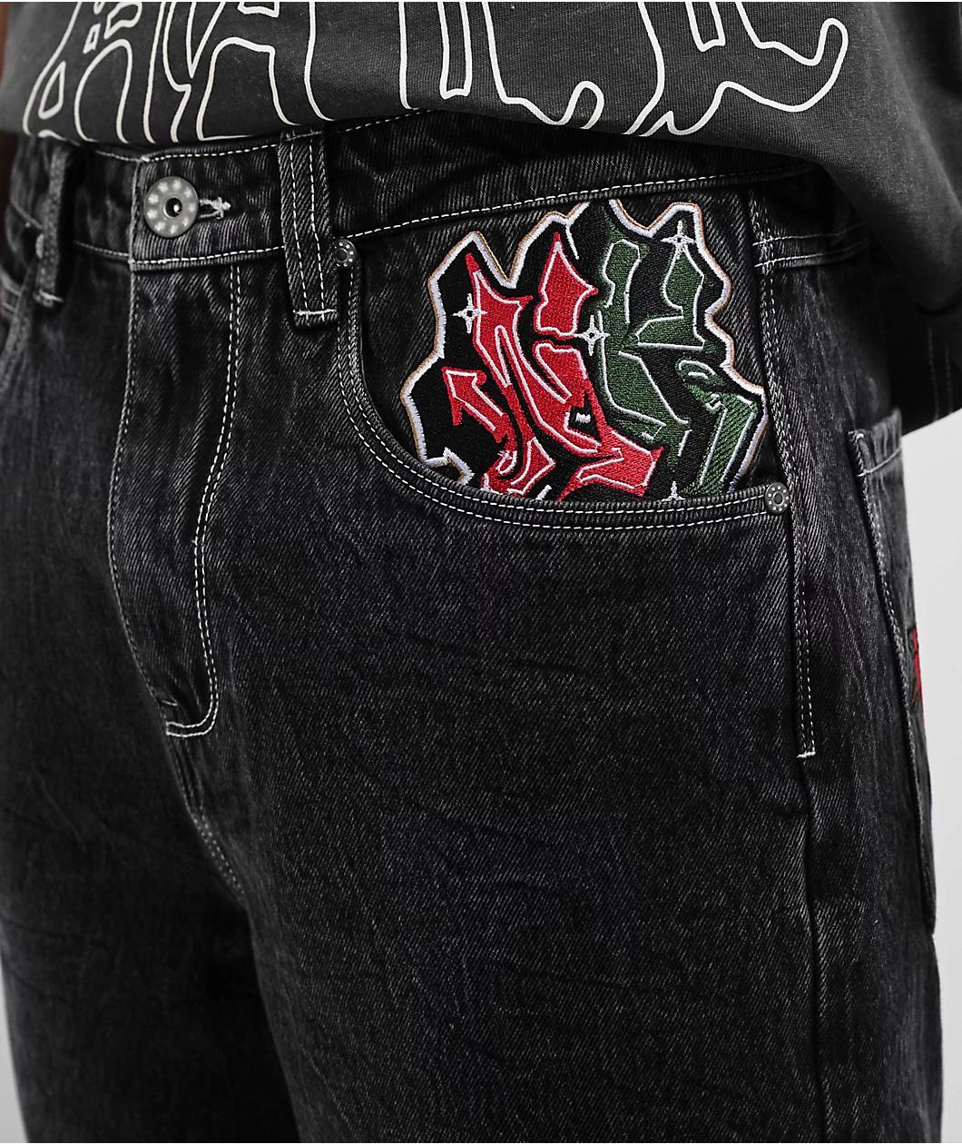 Ninth Hall Ambush Embroidered Black Denim Jeans Product Image